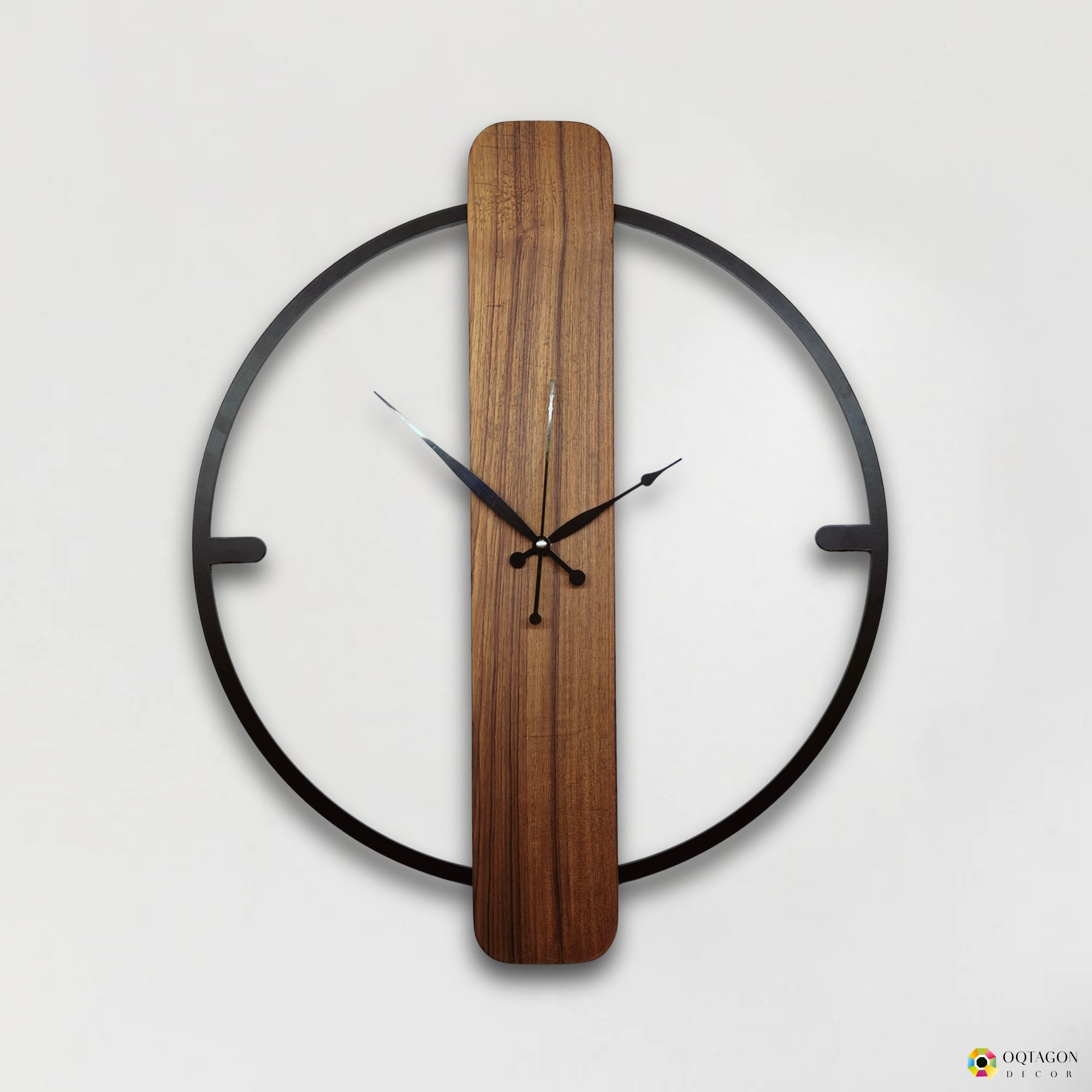 Luxury Wooden Wall Clock with Metal Ring