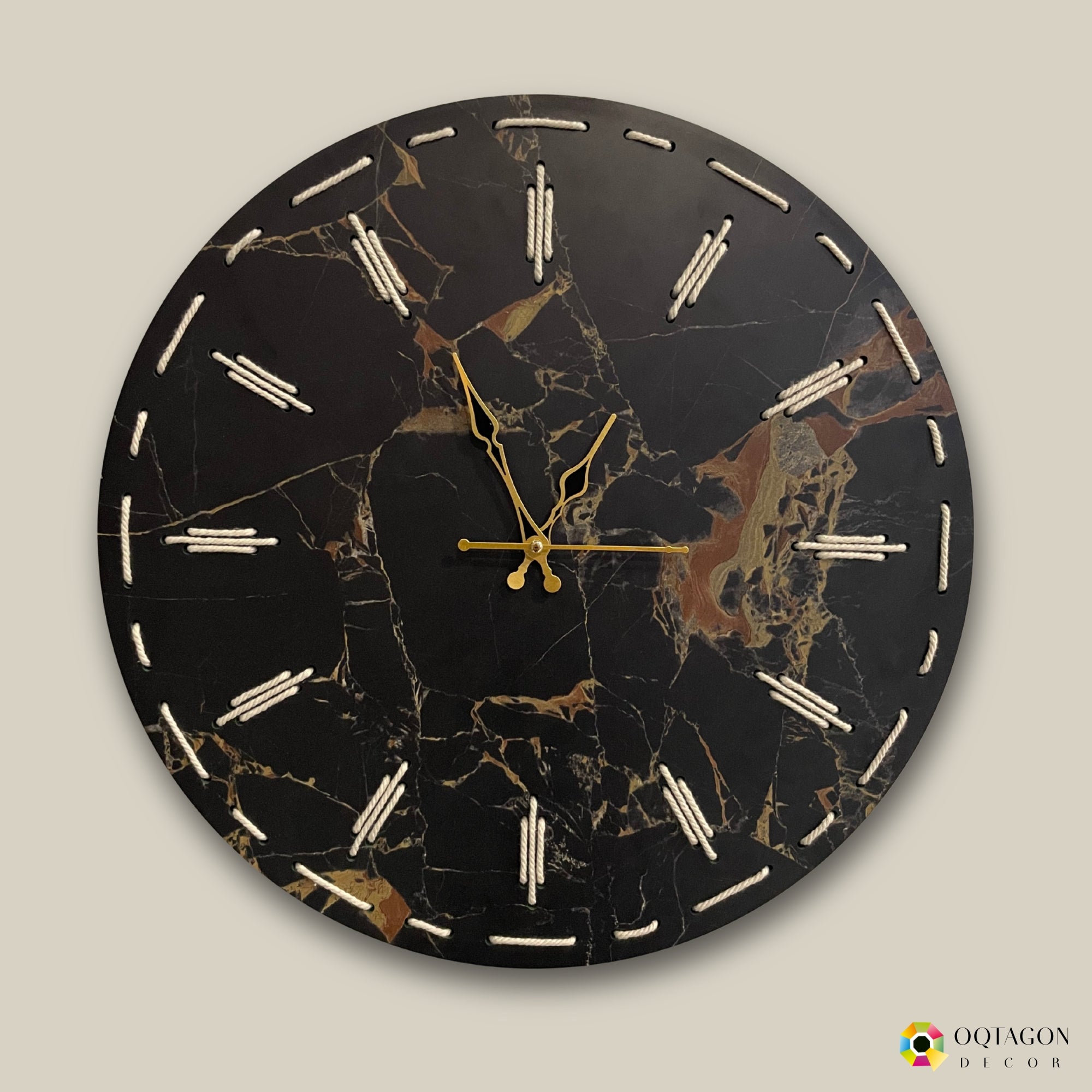 Elegant Thread Detailed Marble Finish Wall Clock Series
