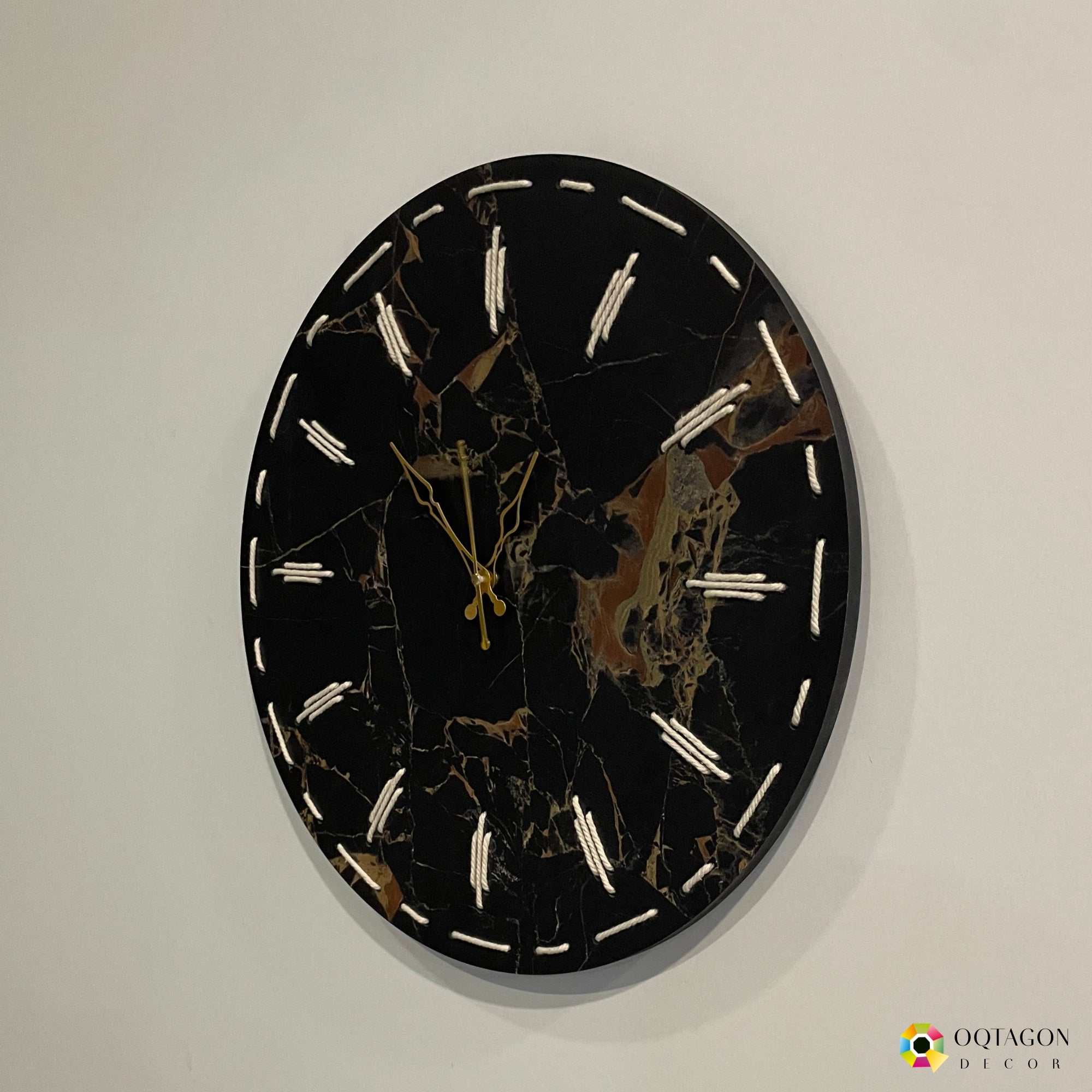 Elegant Thread Detailed Marble Finish Wall Clock Series