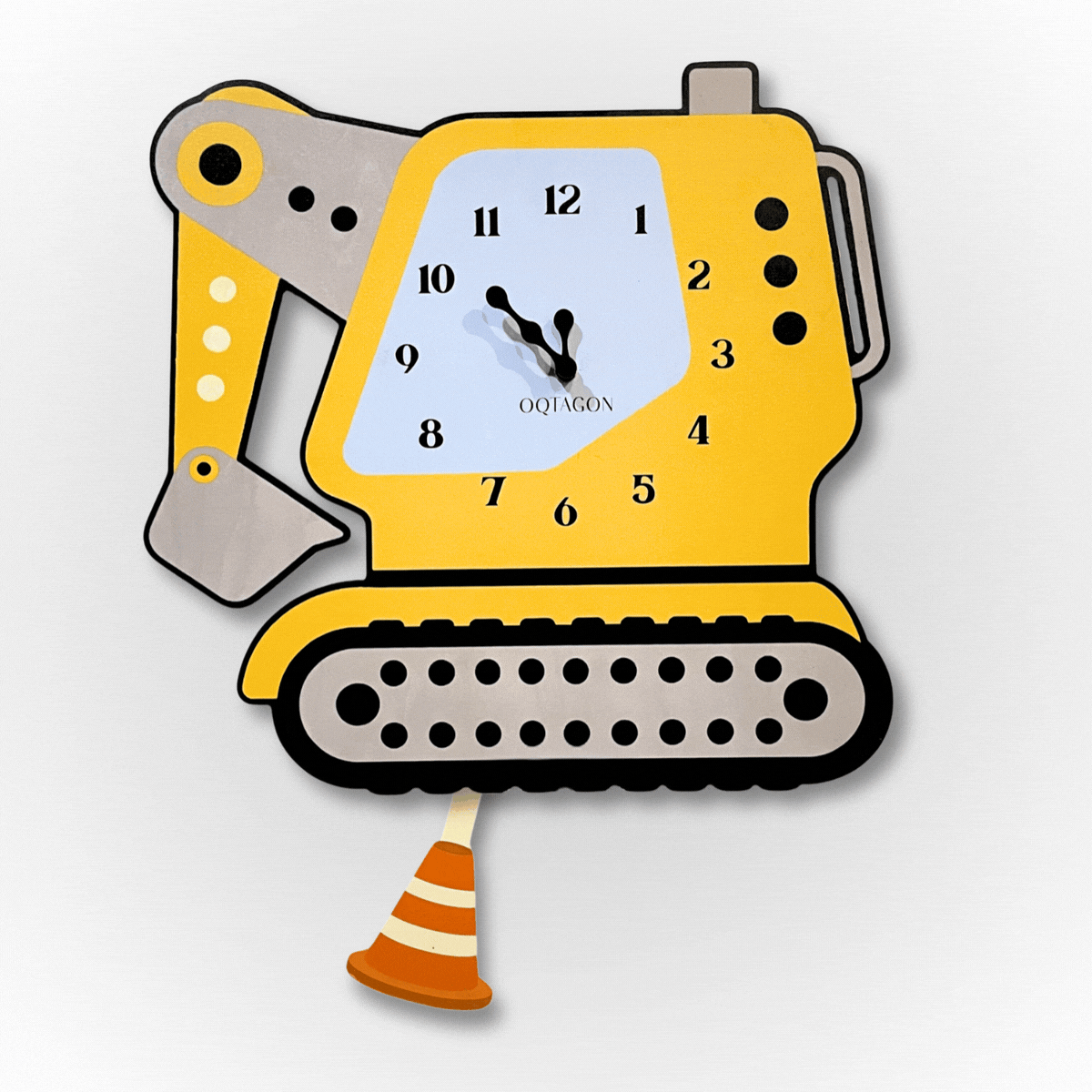 Build Buddy - Premium Excavator Kids Pendulum Wall Clock