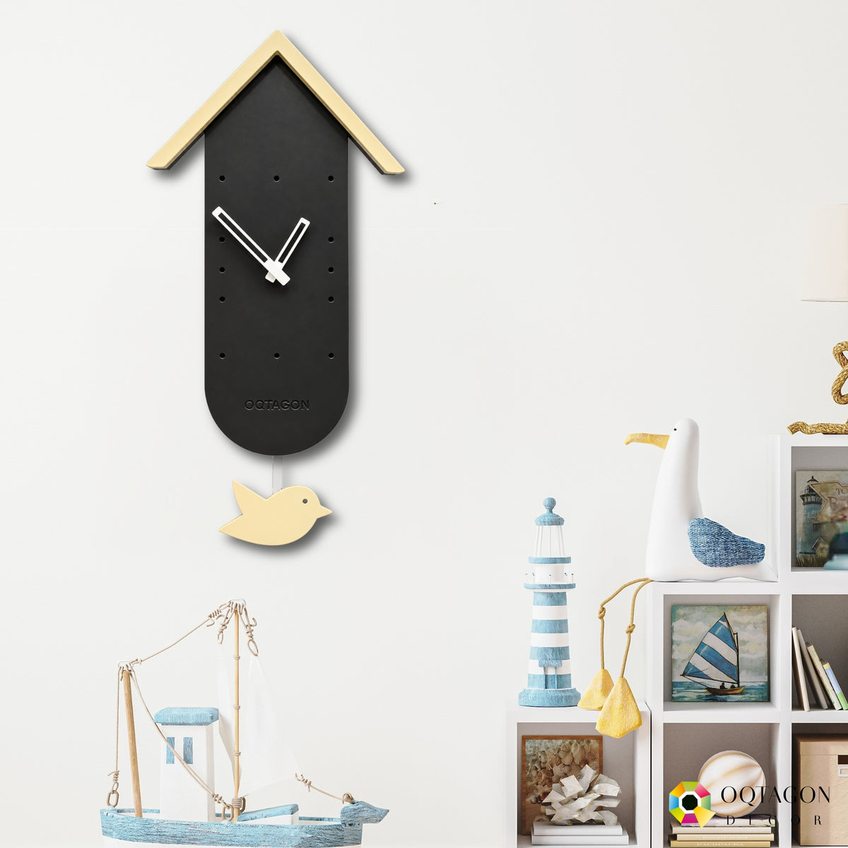 Birdhouse - Designer Bird Pendulum Wall Clock