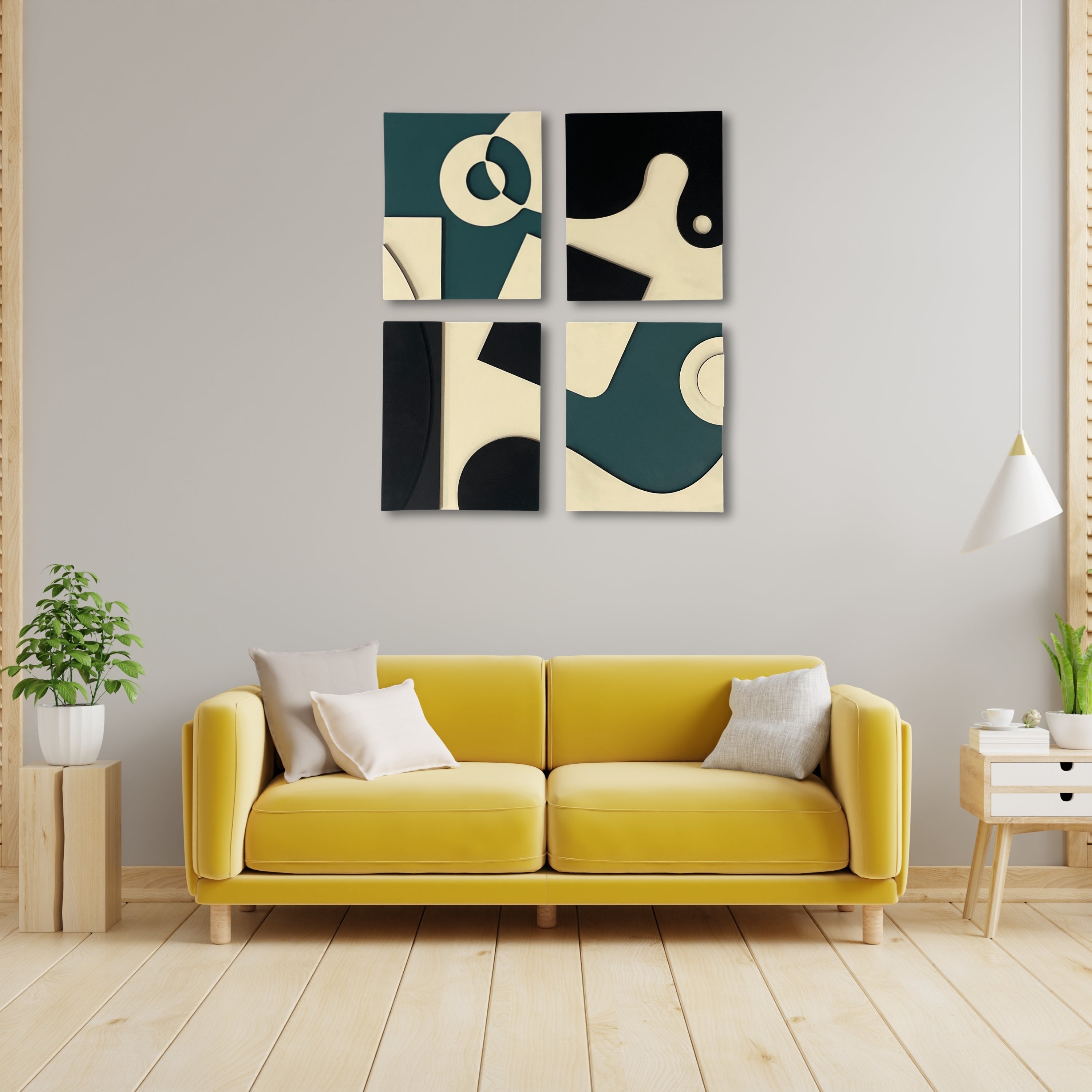 Modern Abstract Geometric Wall Art 4 Piece set