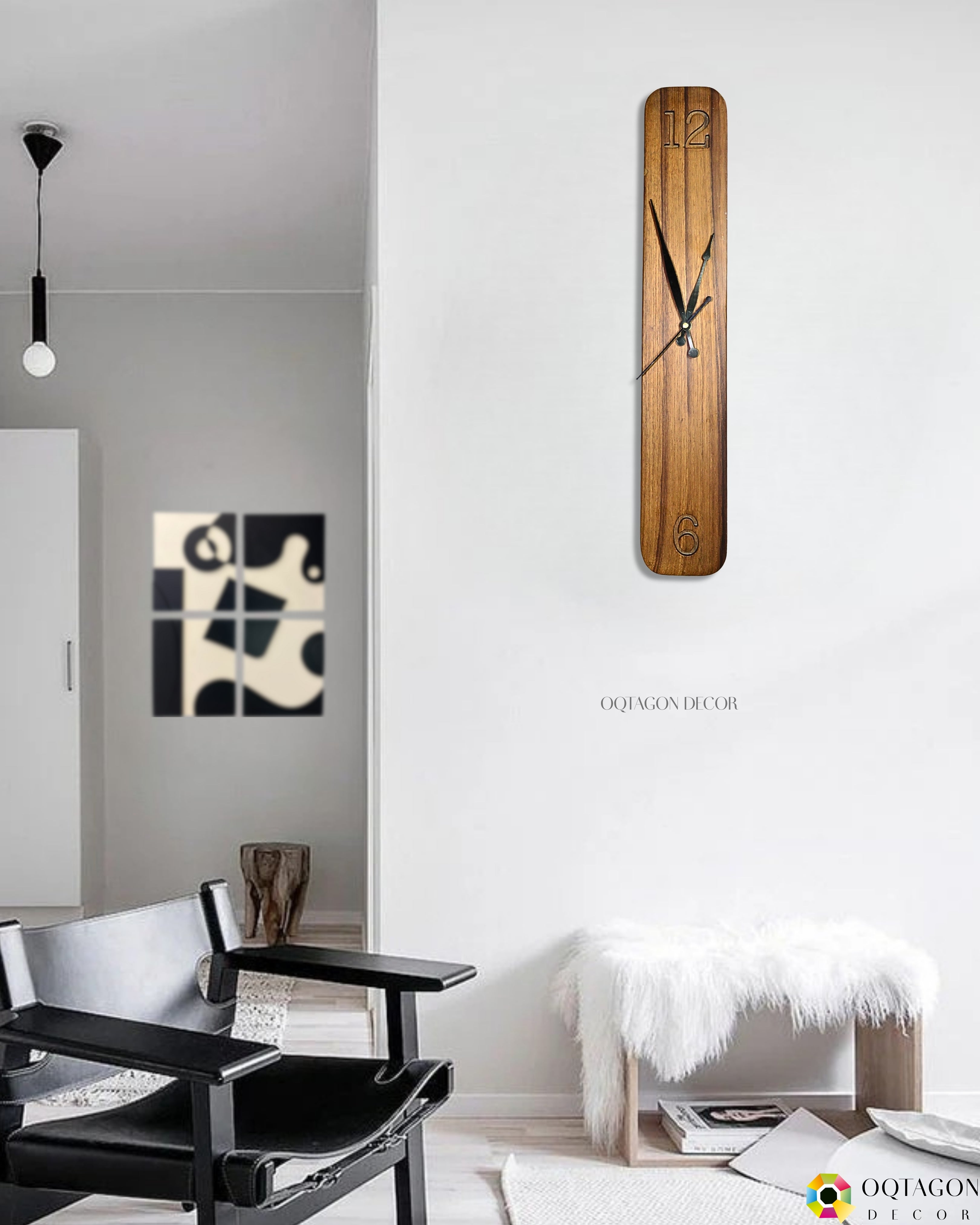 Minimalist Vertical Sagwan Wood Wall Clock