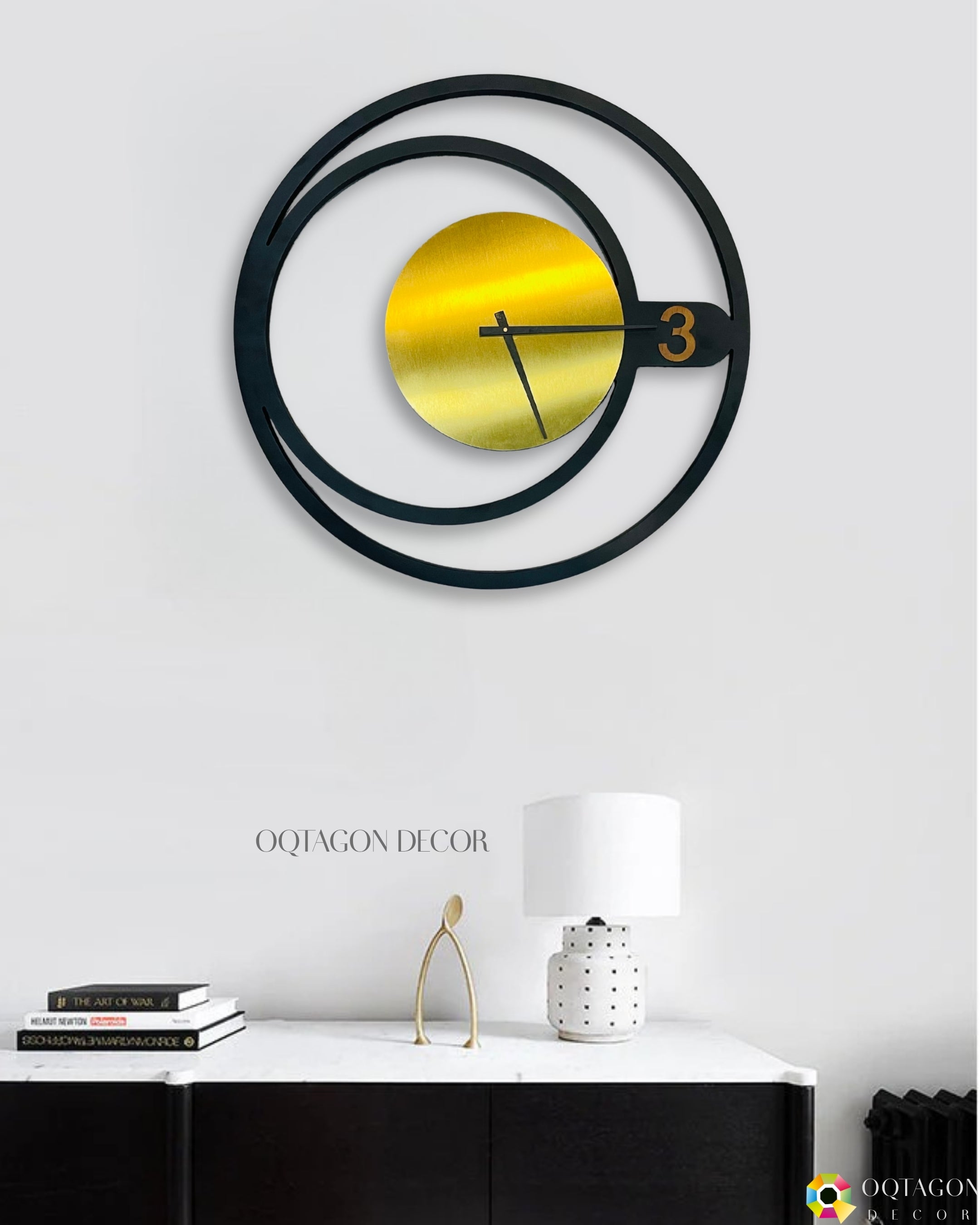 Designer Black and Gold Wall Clock