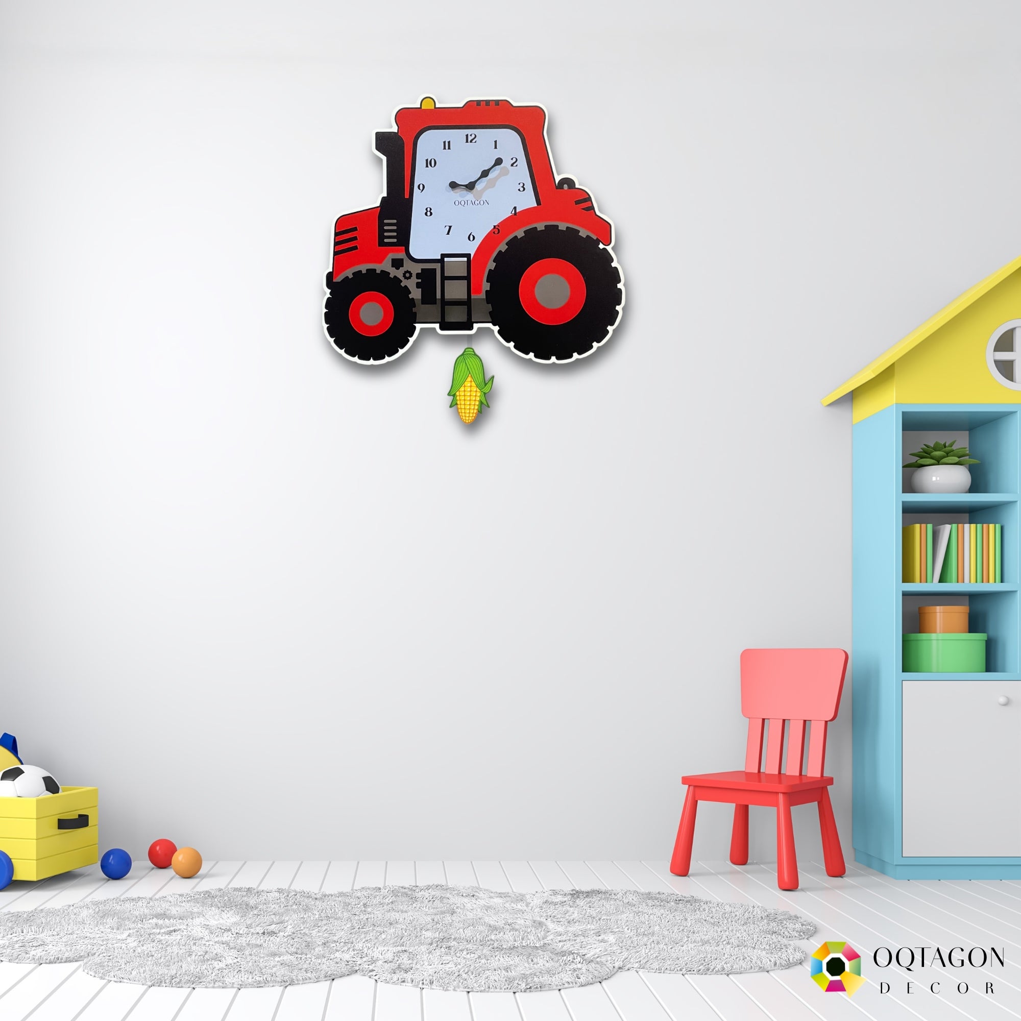 Little Farm Hero – Designer Tractor Kids Pendulum Wall Clock