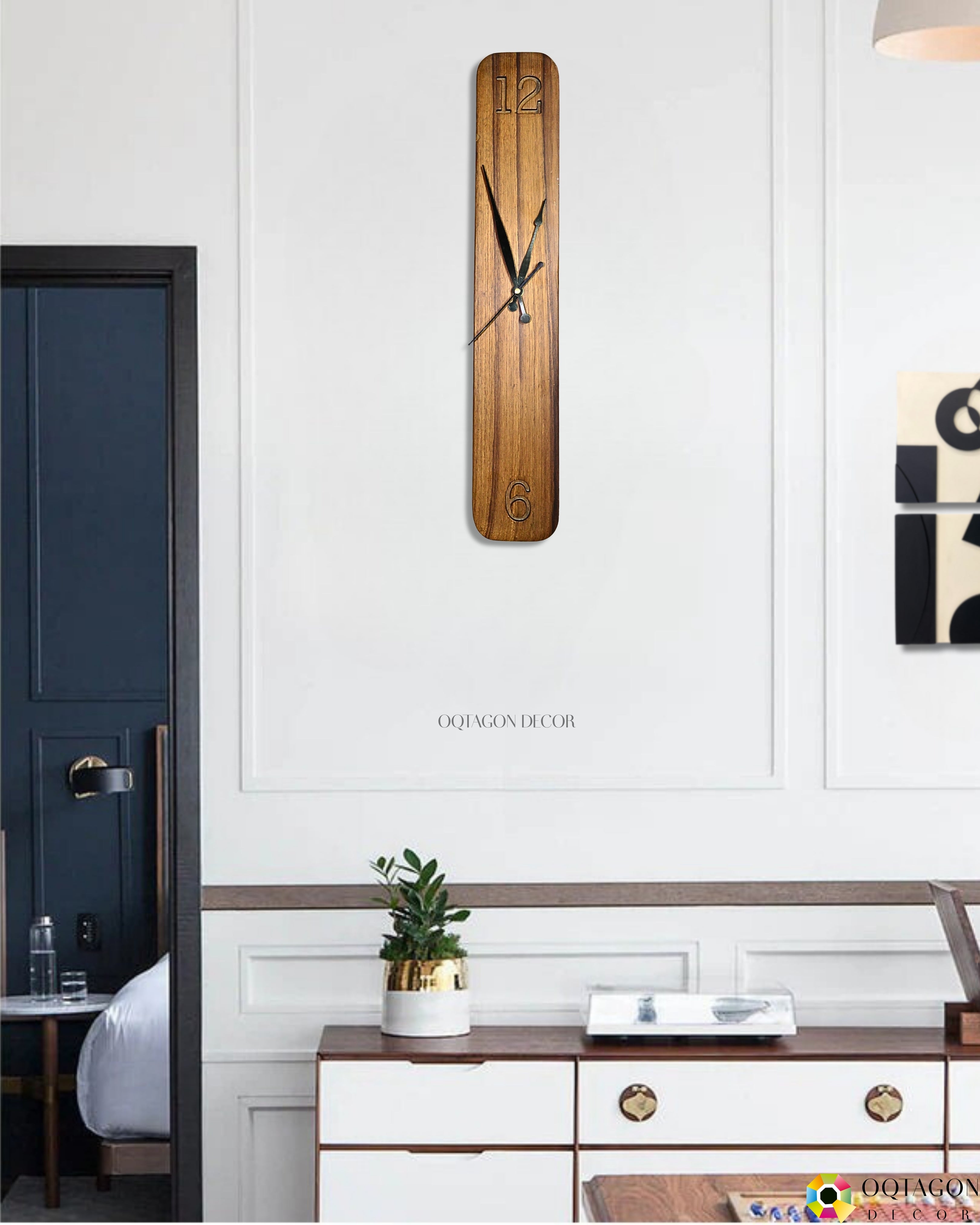 Minimalist Vertical Sagwan Wood Wall Clock