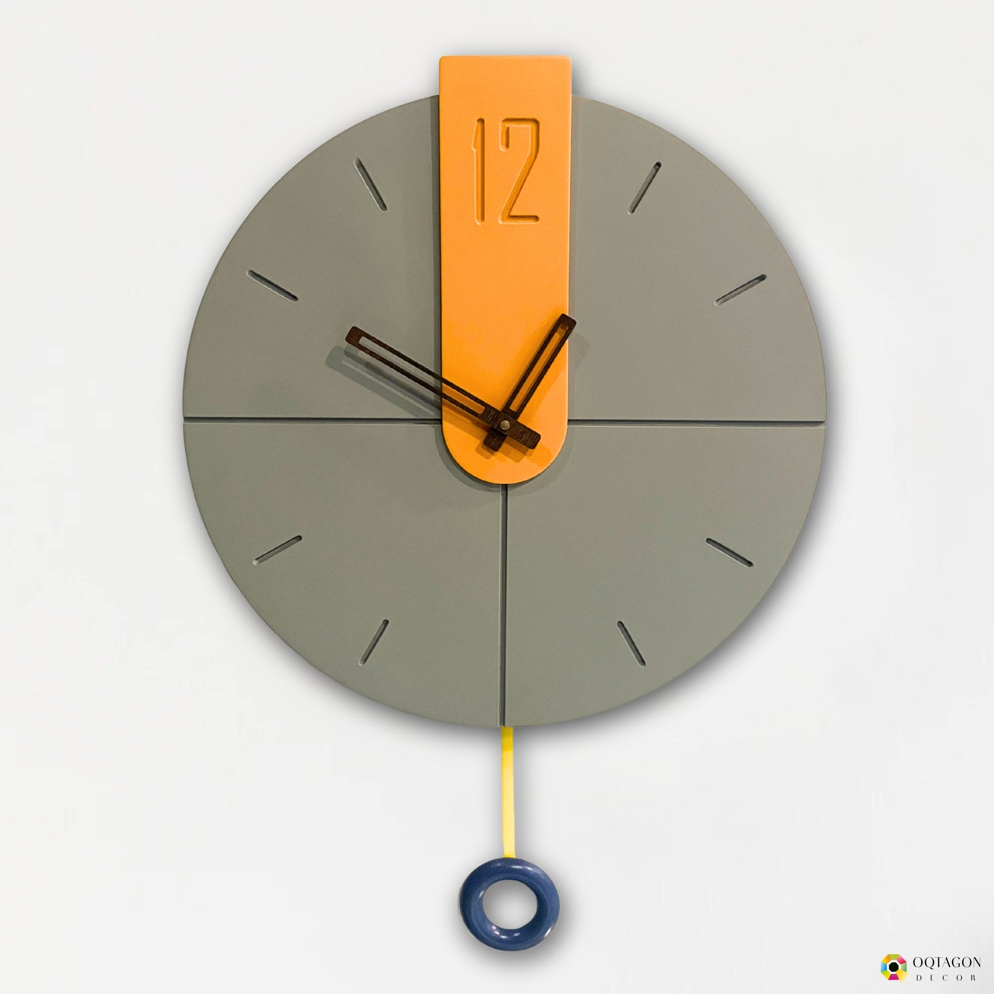 Modern Minimalist Wall Clock with Geometric Design & Pendulum