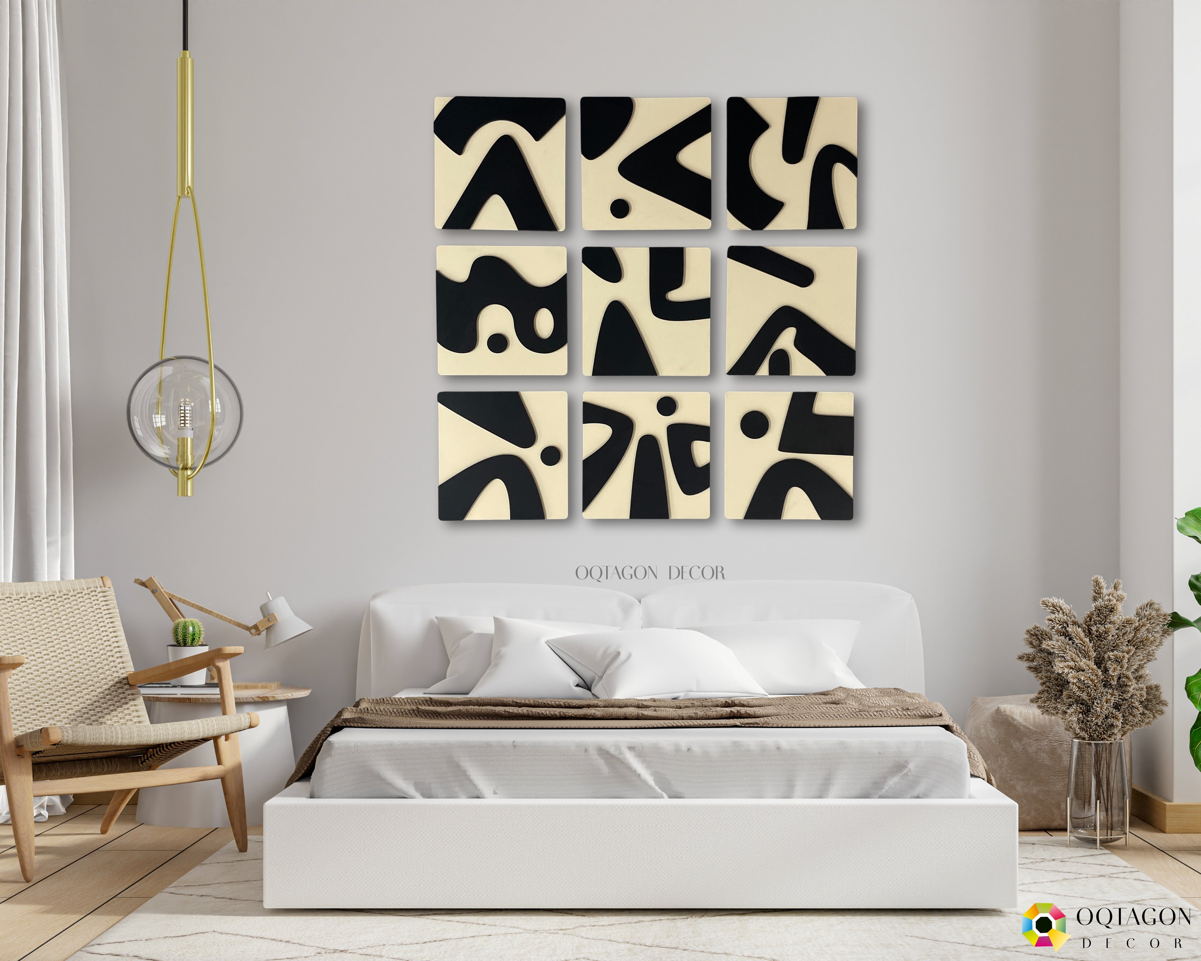 Geometry of Emotions – Abstract Wall Panels (Set of 9)