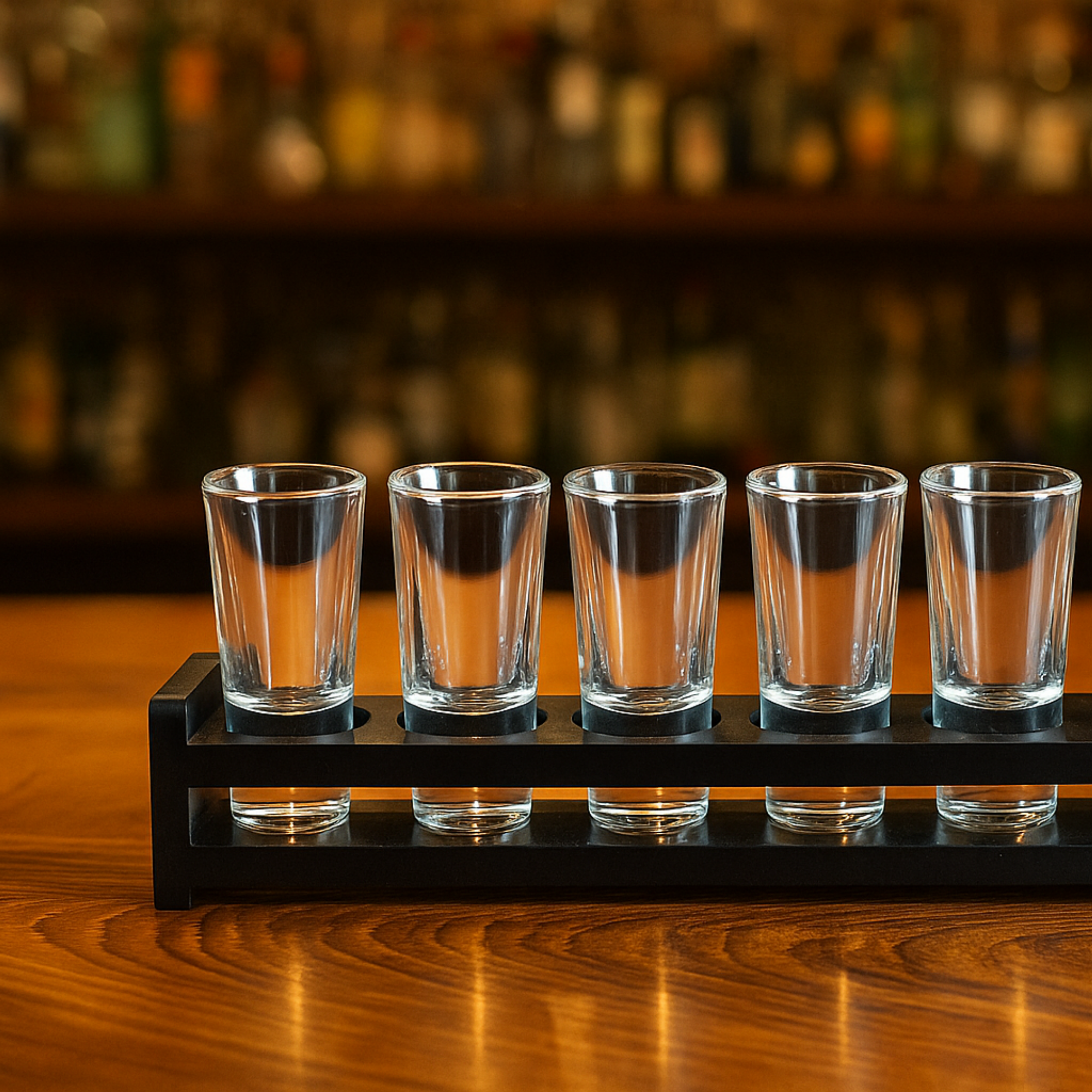 Premium Double-Sided Laminated 6 Shot Glass Holder Tray (Tray Only)