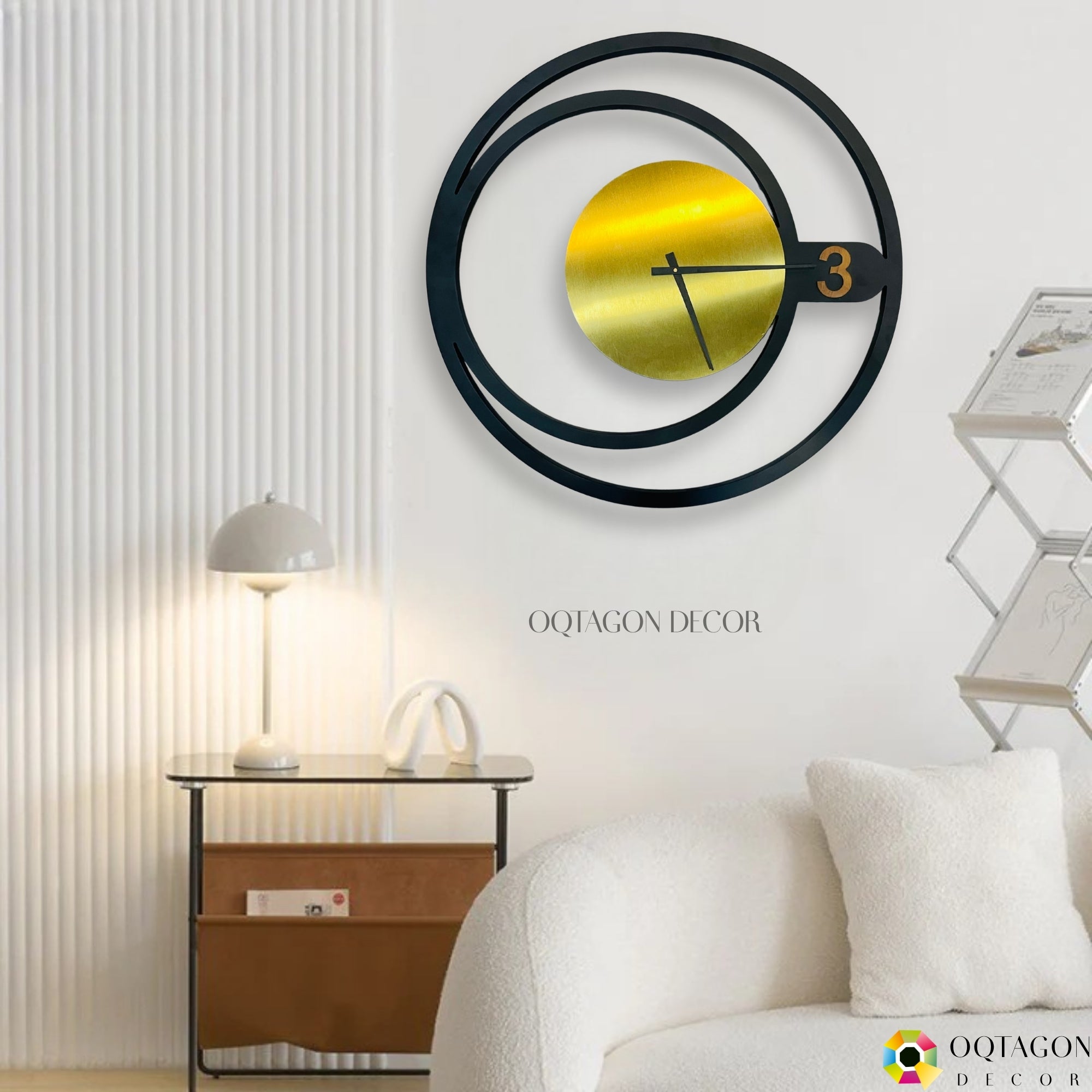 Designer Black and Gold Wall Clock