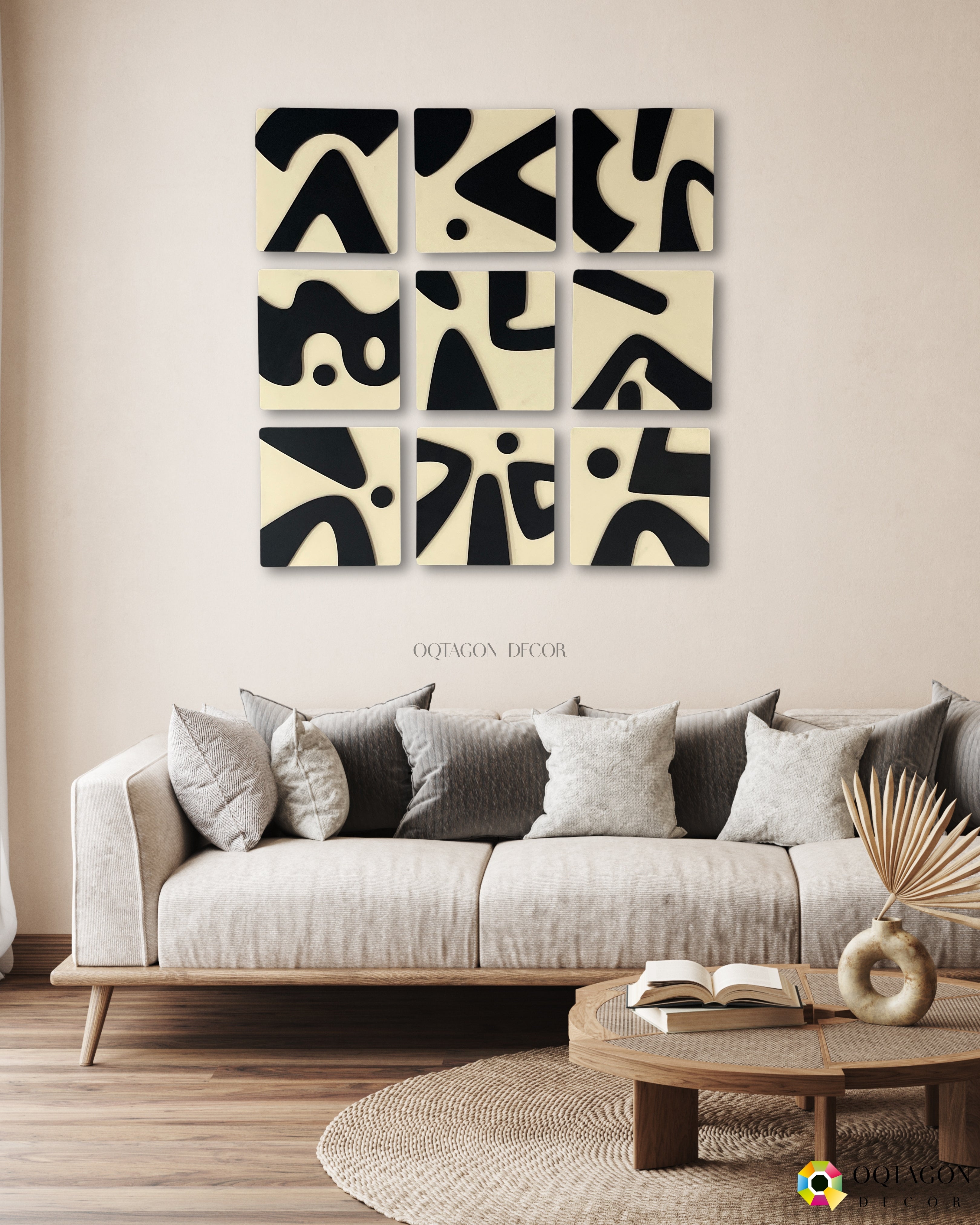 Geometry of Emotions – Abstract Wall Panels (Set of 9)