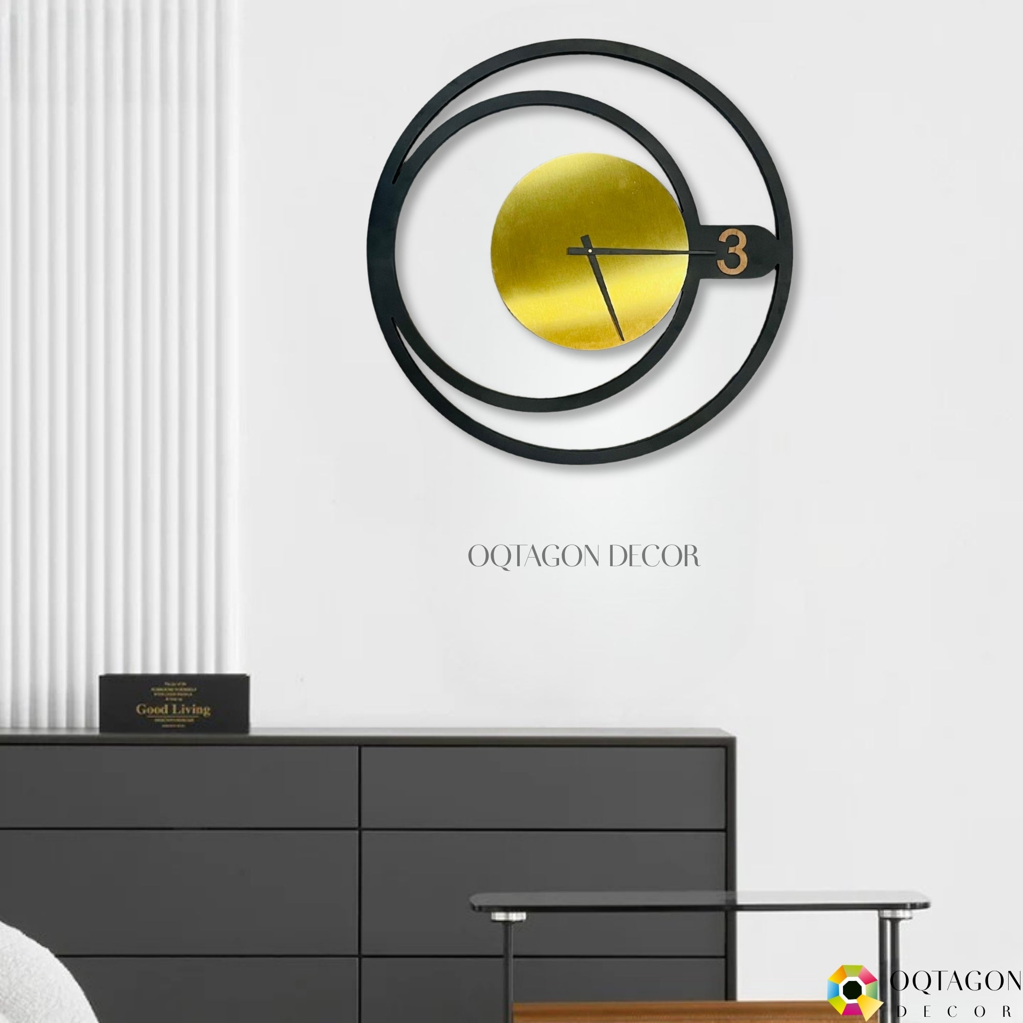 Designer Black and Gold Wall Clock