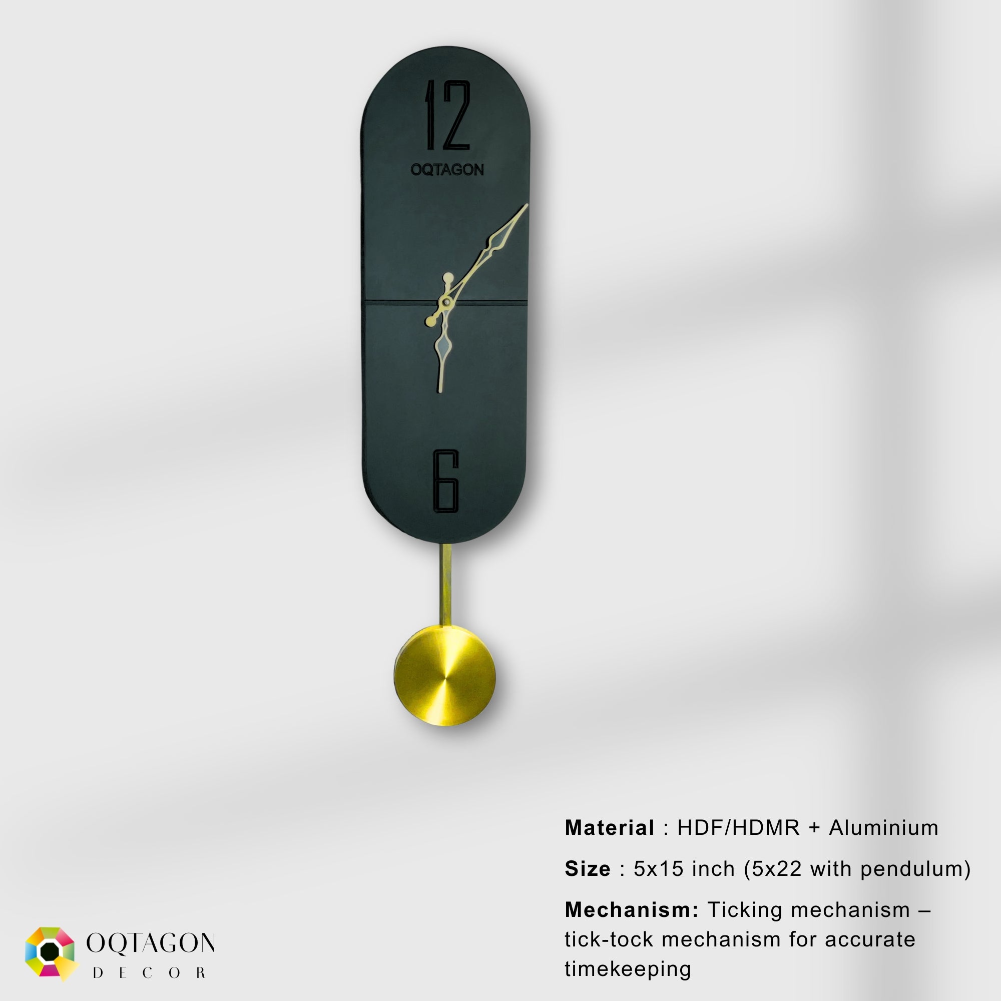 Vertical Noir – Designer Pendulum Wall Clock