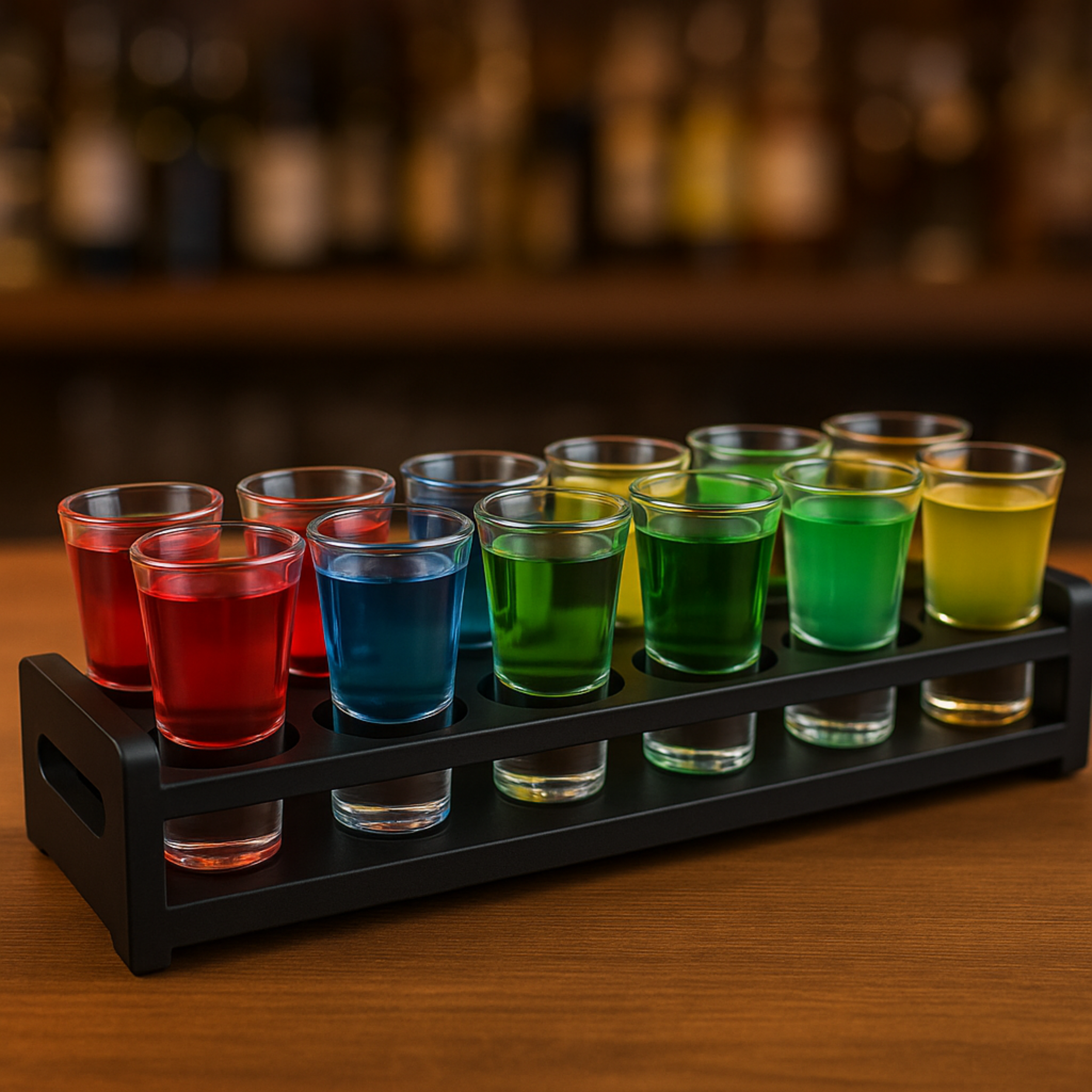 Premium Double-Sided Laminated Shot Glass Holder - 12 Hole Design (Tray Only)