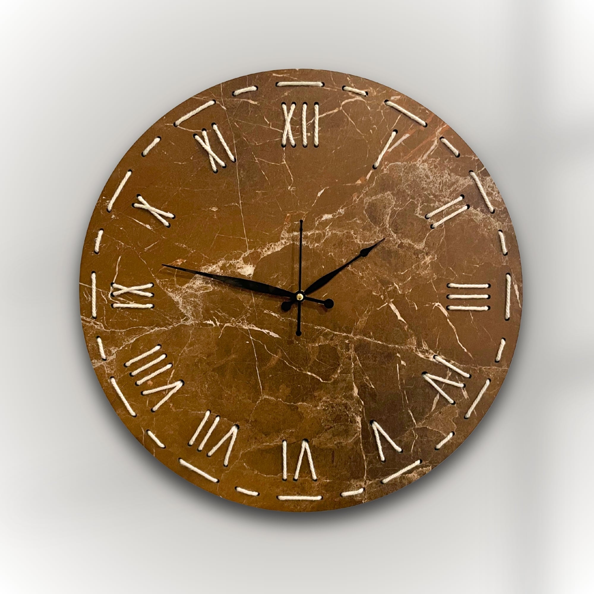Elegant Threaded Roman Numeral Marble Finish Wall Clock Series