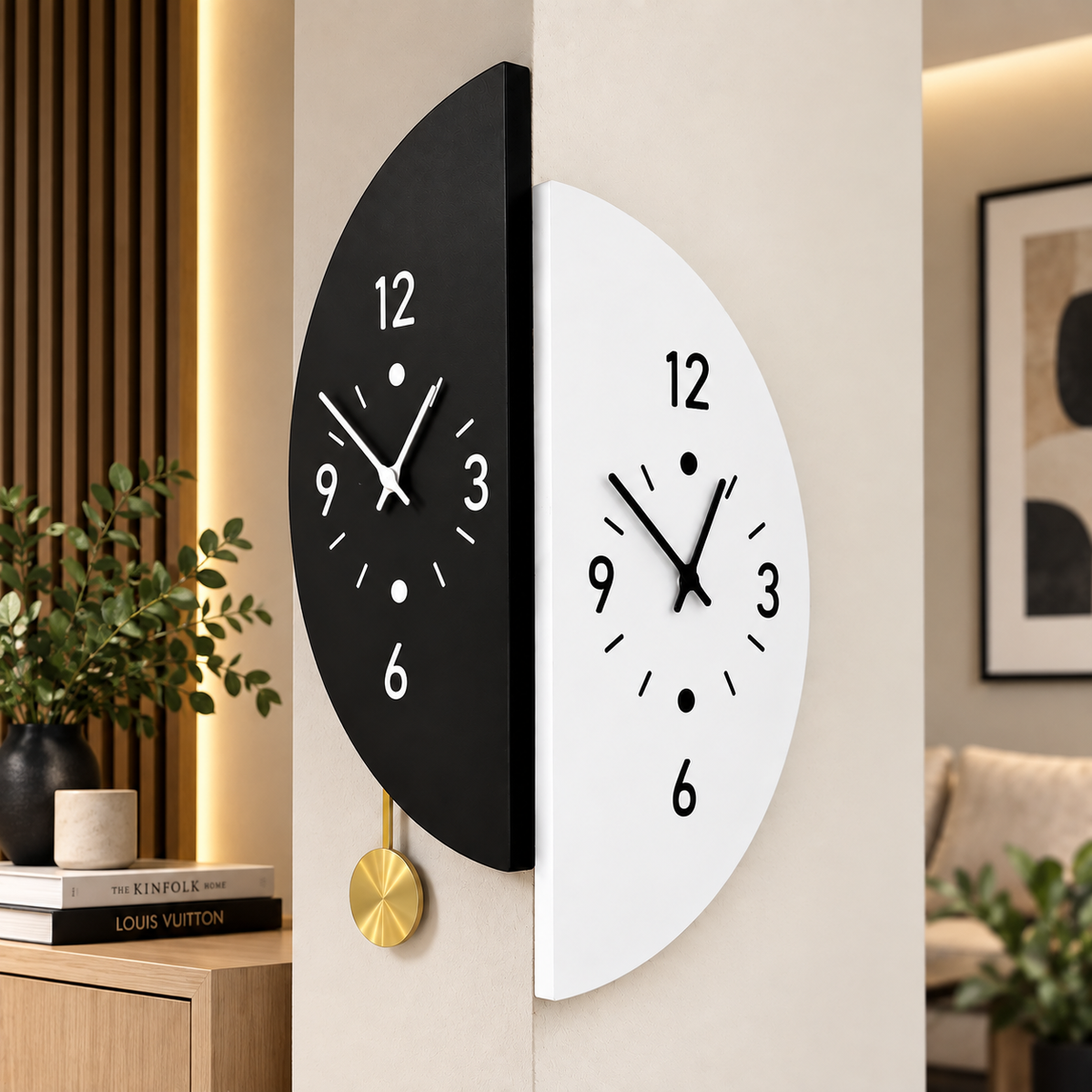 Corner Axis - Modern Dual-Sided Wall Clock