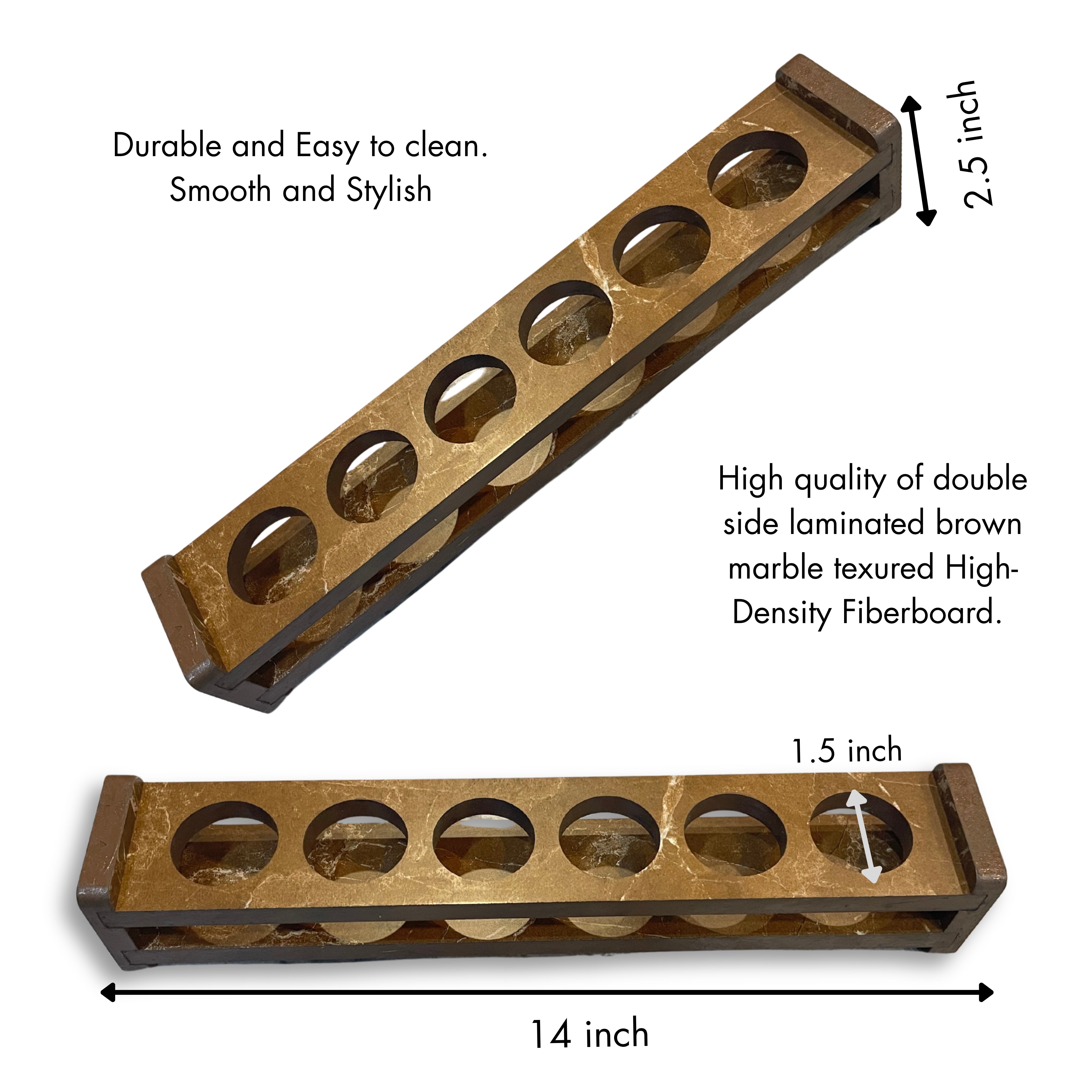 Premium Wooden structure Double-Sided Laminated 6 Shot Glass Holder Tray (Tray Only)