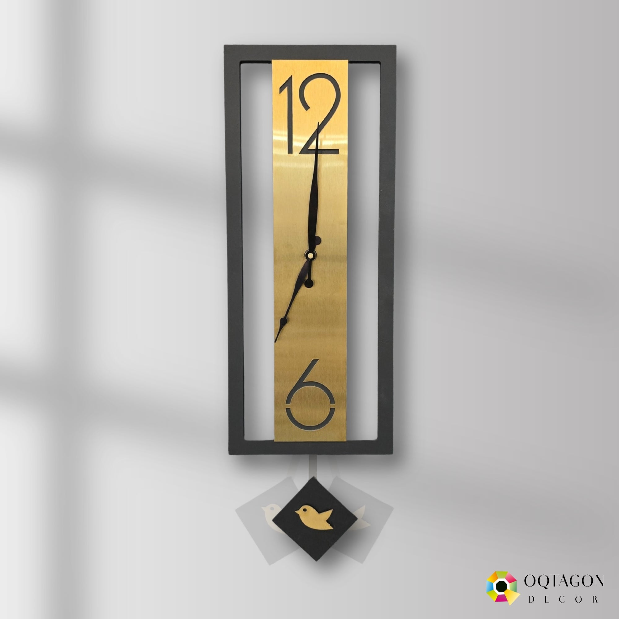 Golden Rectangular Pendulum Luxury Designer Wall Clock