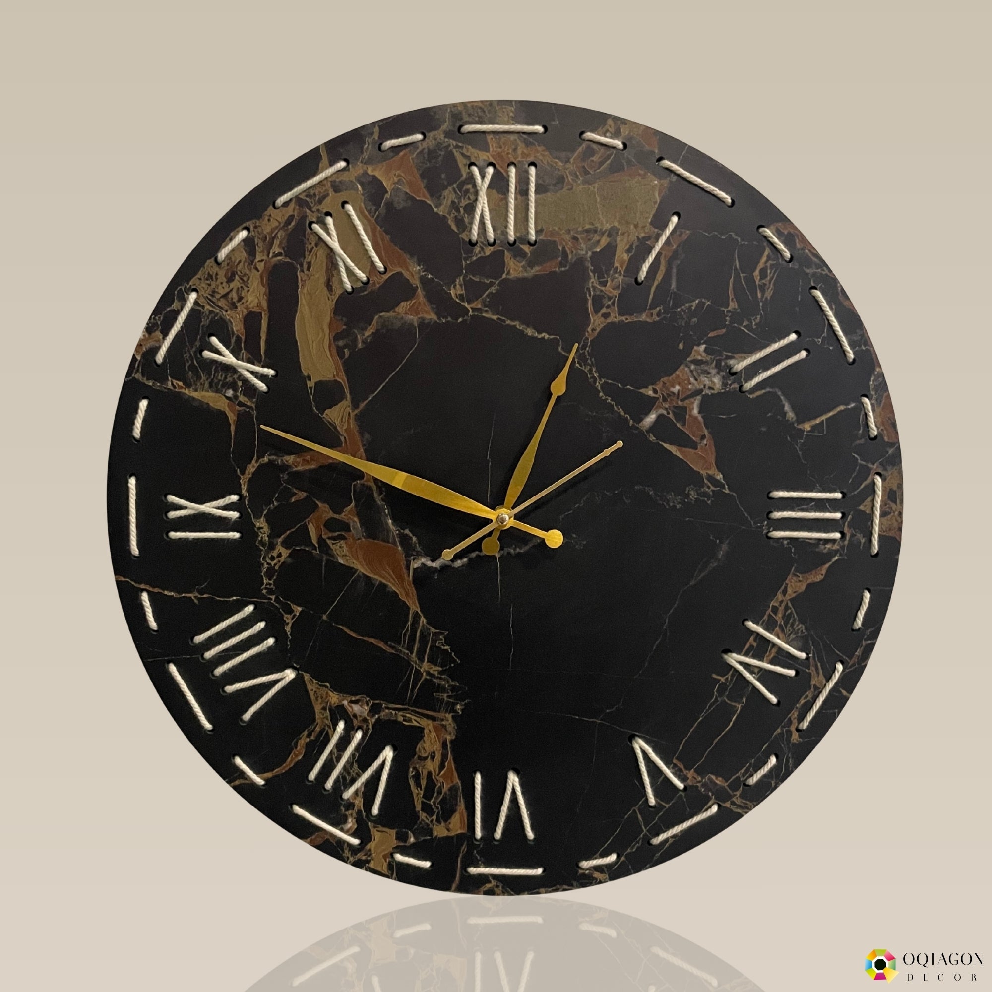 Elegant Threaded Roman Numeral Marble Finish Wall Clock Series