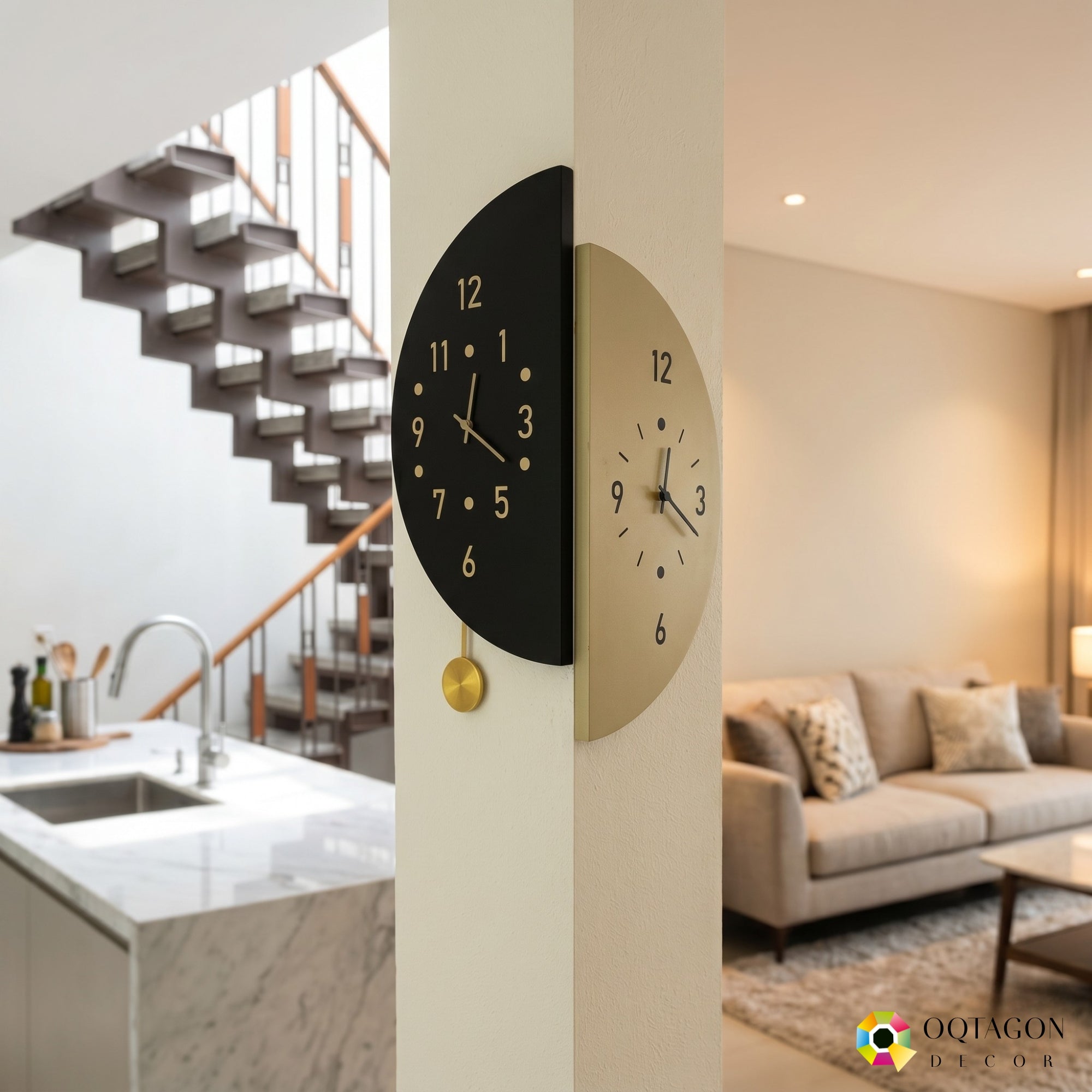 Corner Axis - Modern Dual-Sided Wall Clock