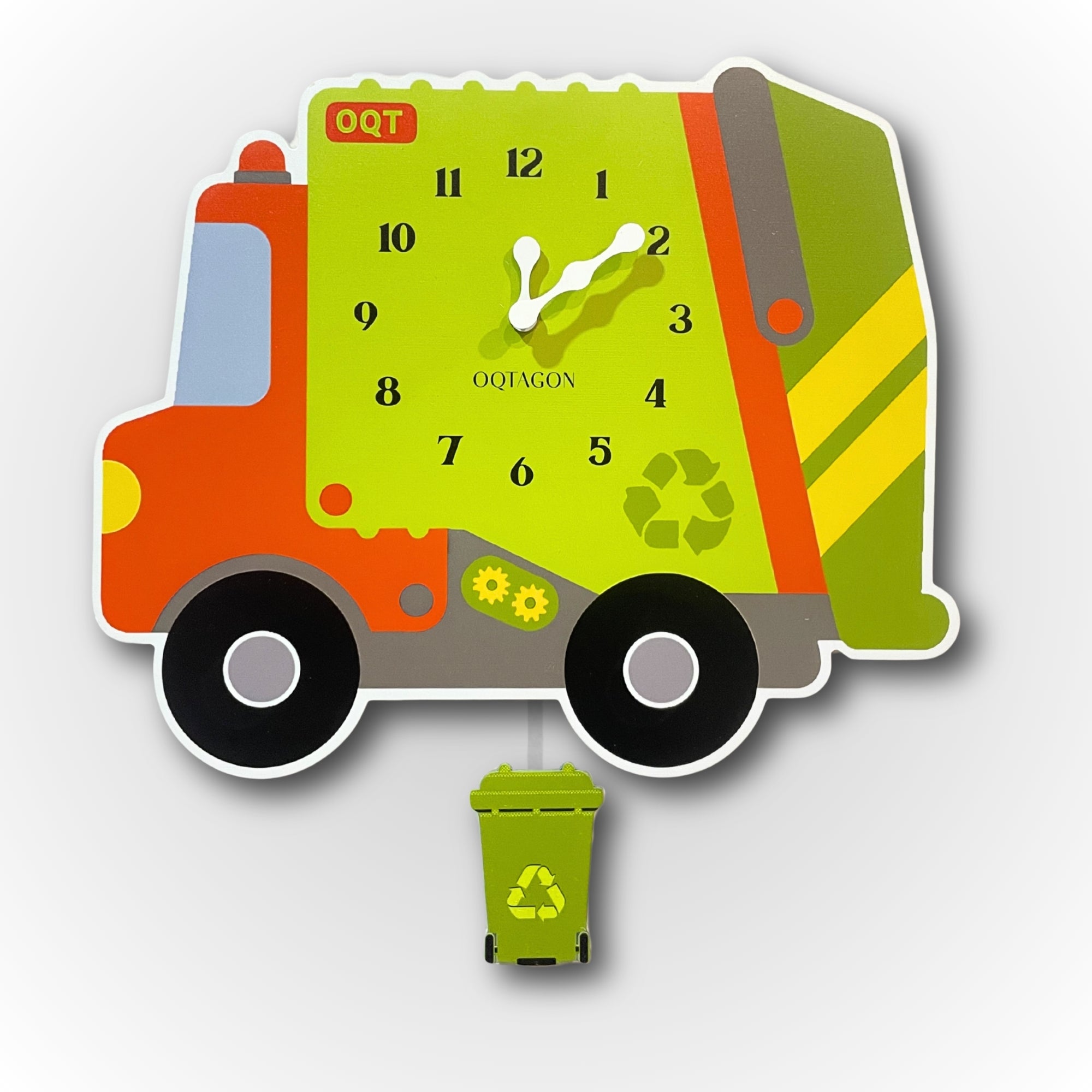 Green Wheels – Recycling Truck Kids Pendulum Wall Clock