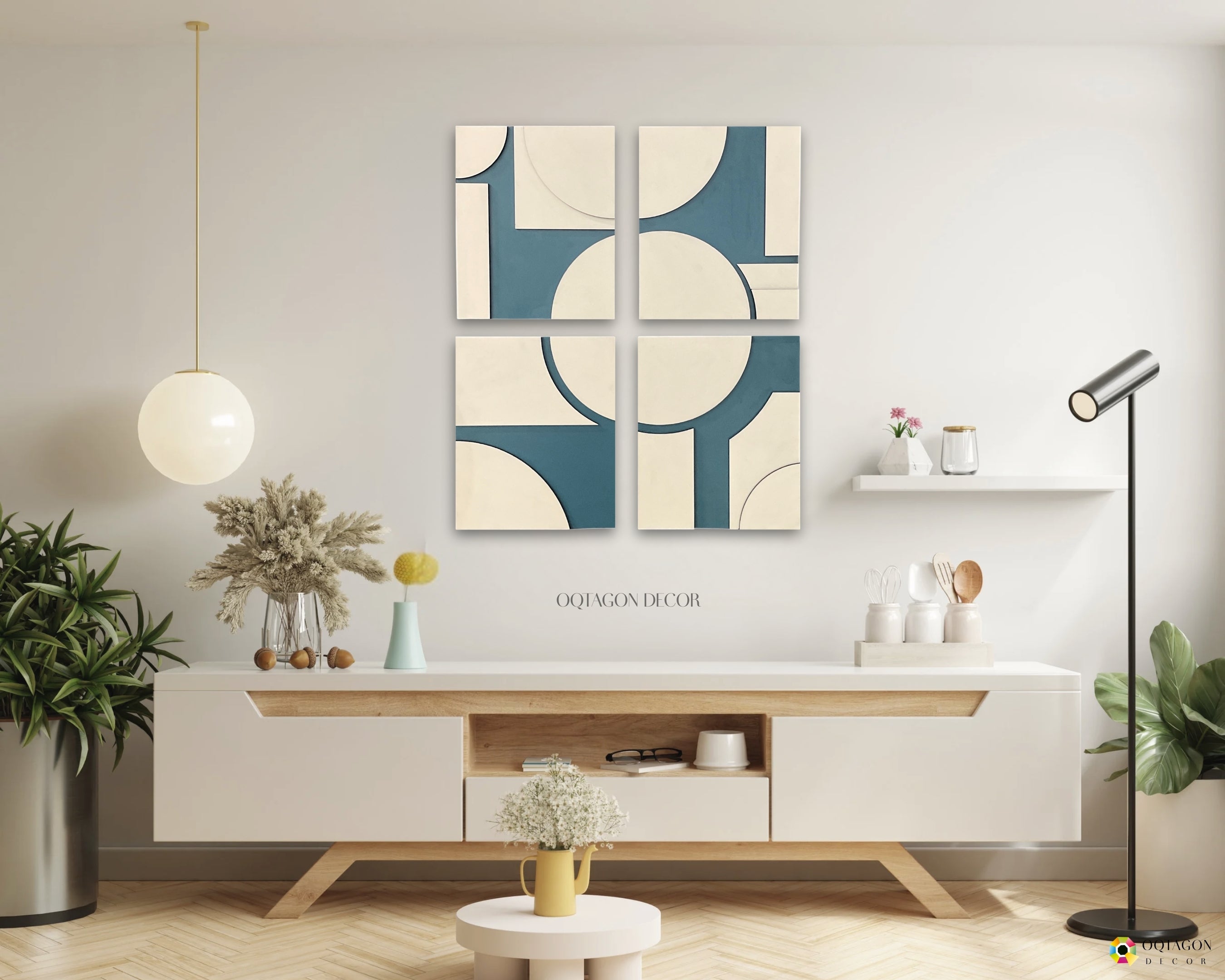 Minimalist Abstract Geometric Wall Art 4 Piece set