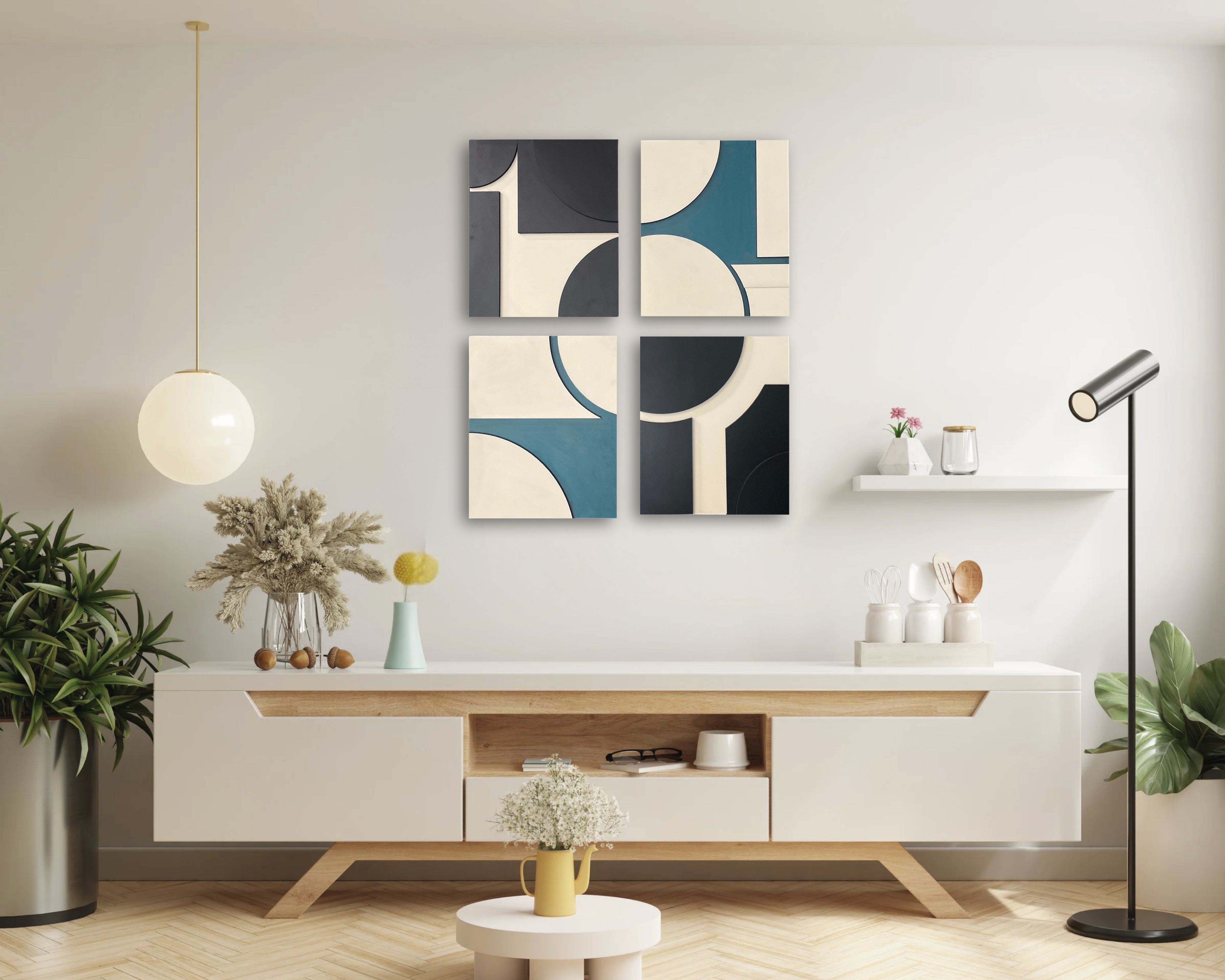 Minimalist Abstract Geometric Wall Art 4 Piece set