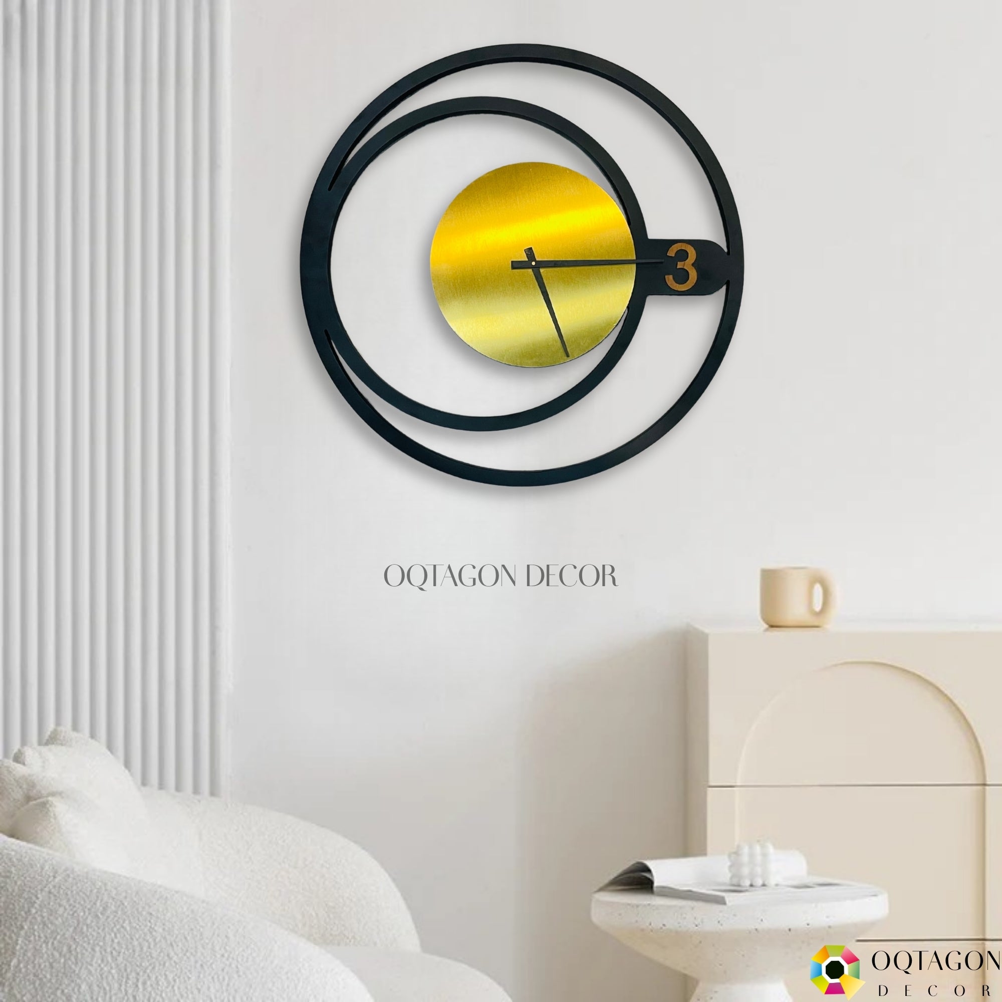 Designer Black and Gold Wall Clock