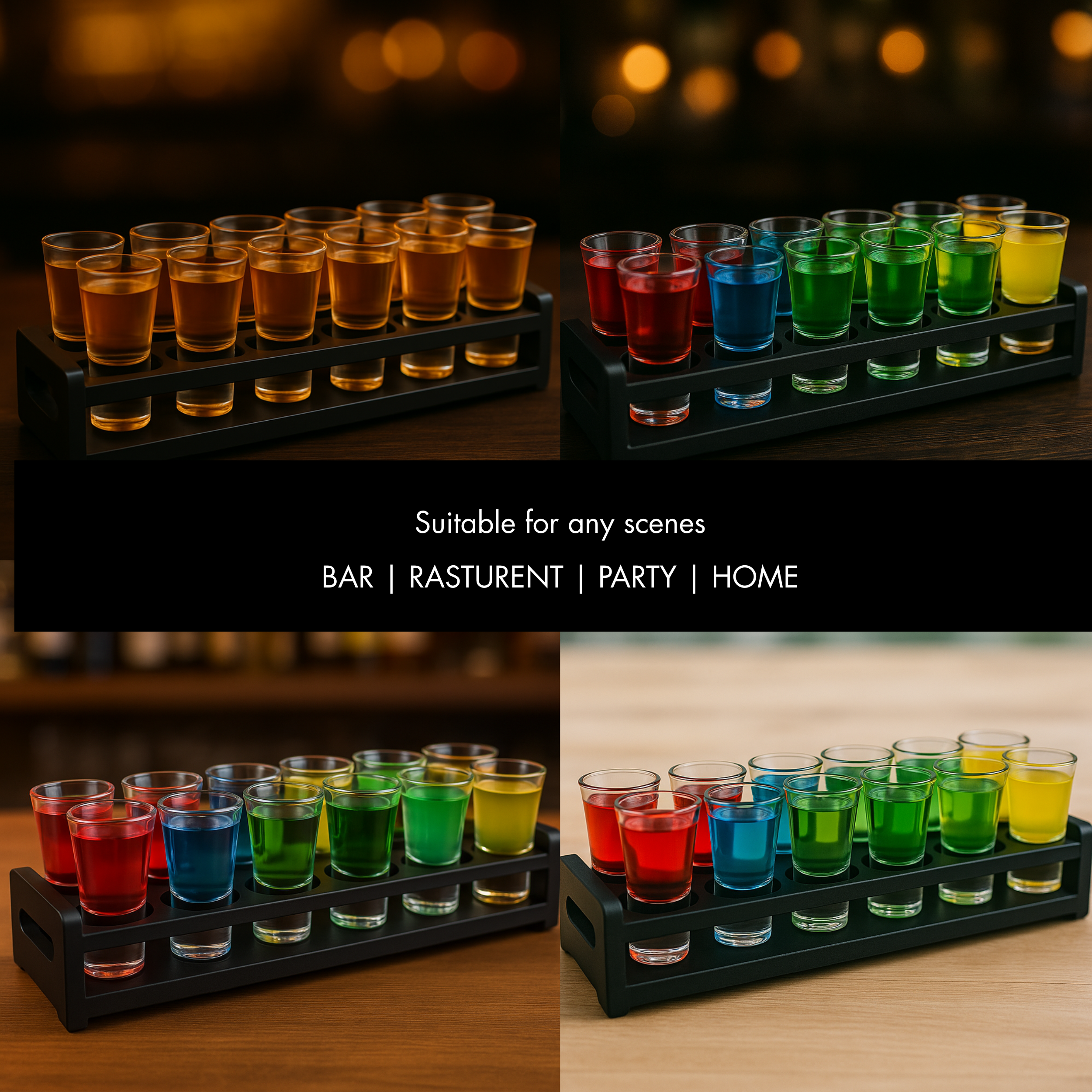 Premium Double-Sided Laminated Shot Glass Holder - 12 Hole Design (Tray Only)