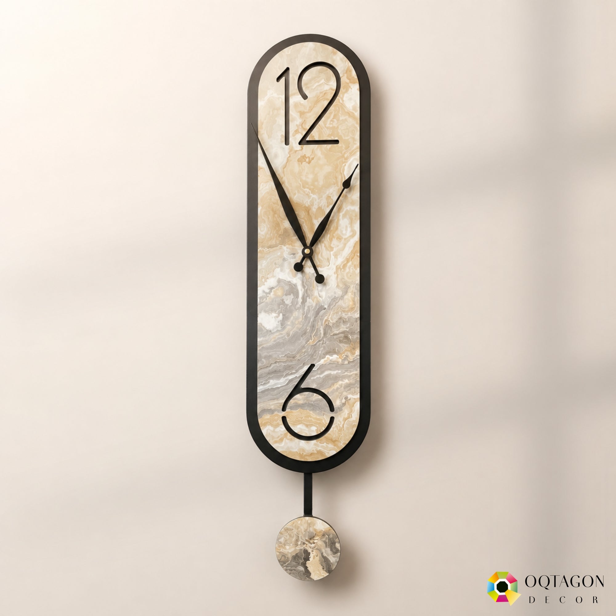 Aurelius Marble - Designer Pendulum Wall Clock