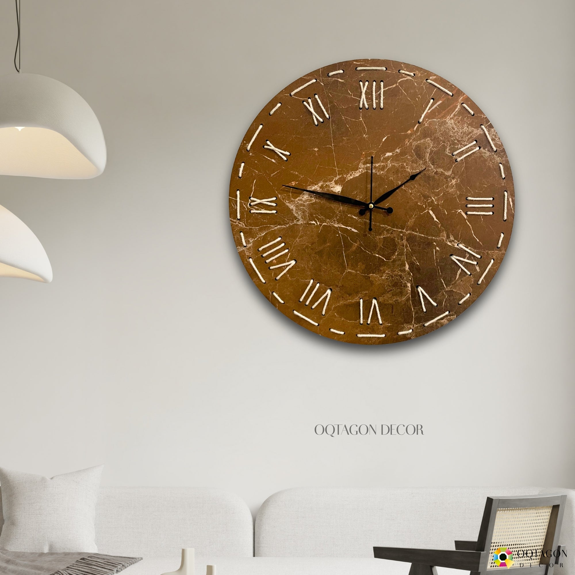 Elegant Threaded Roman Numeral Marble Finish Wall Clock Series