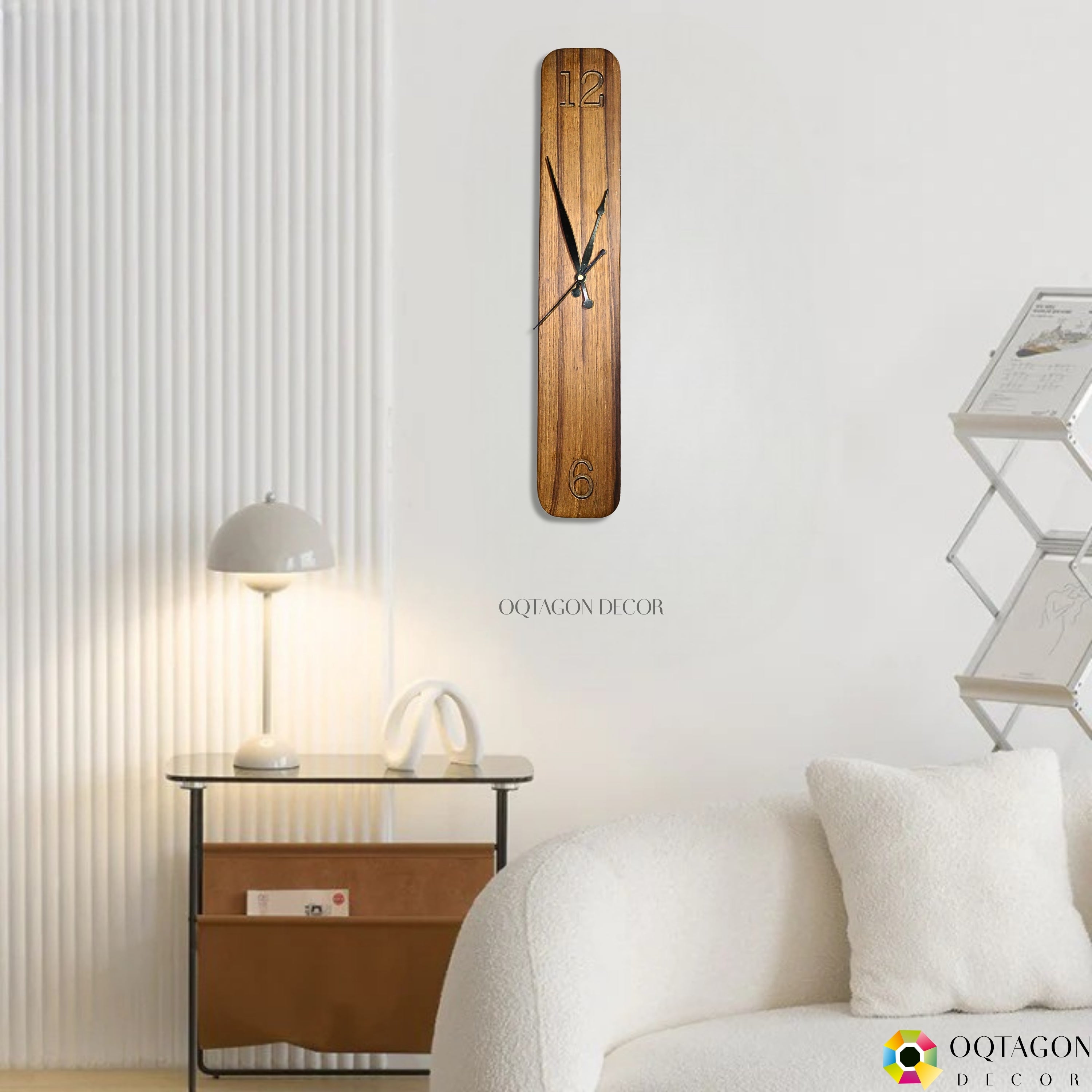 Minimalist Vertical Sagwan Wood Wall Clock