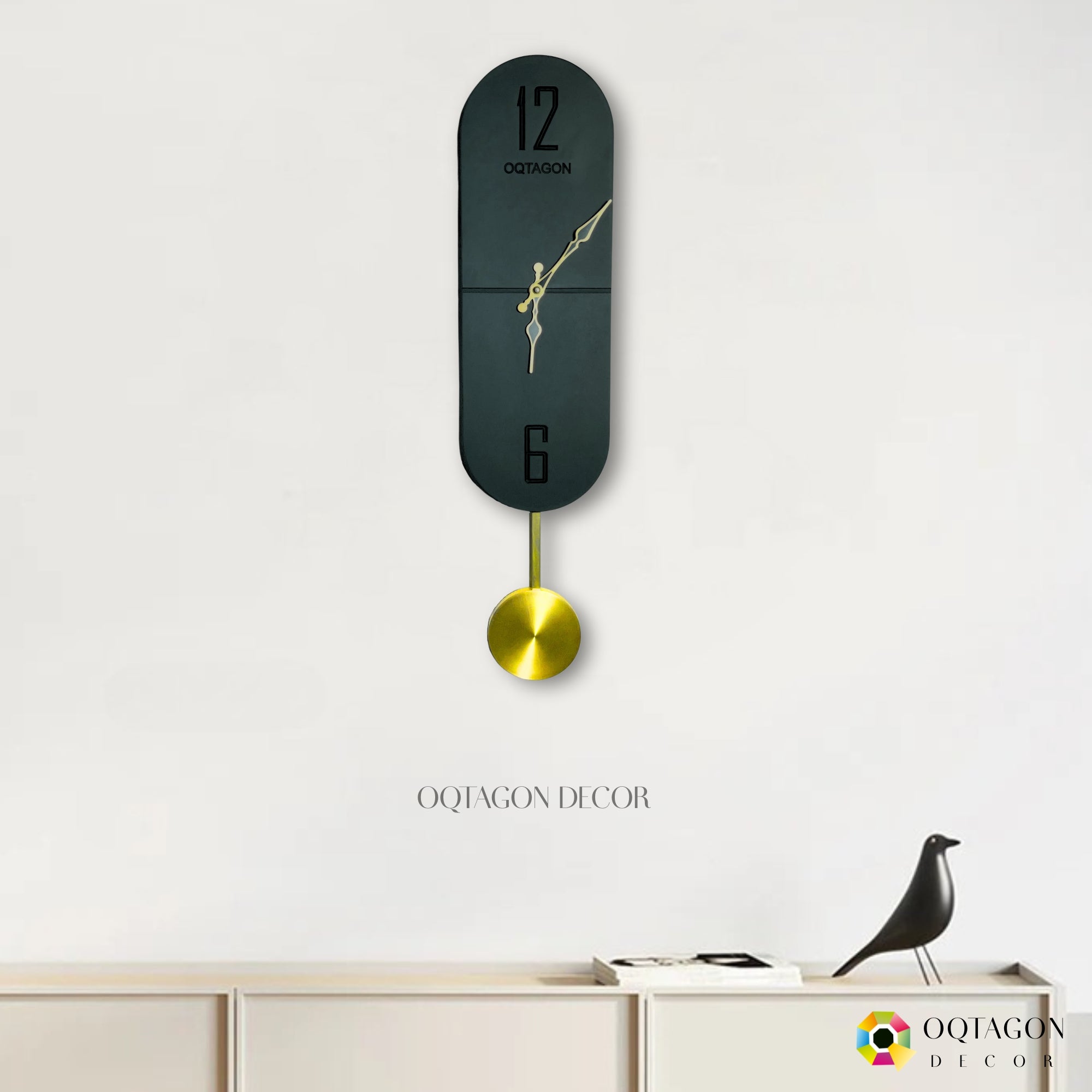 Vertical Noir – Designer Pendulum Wall Clock