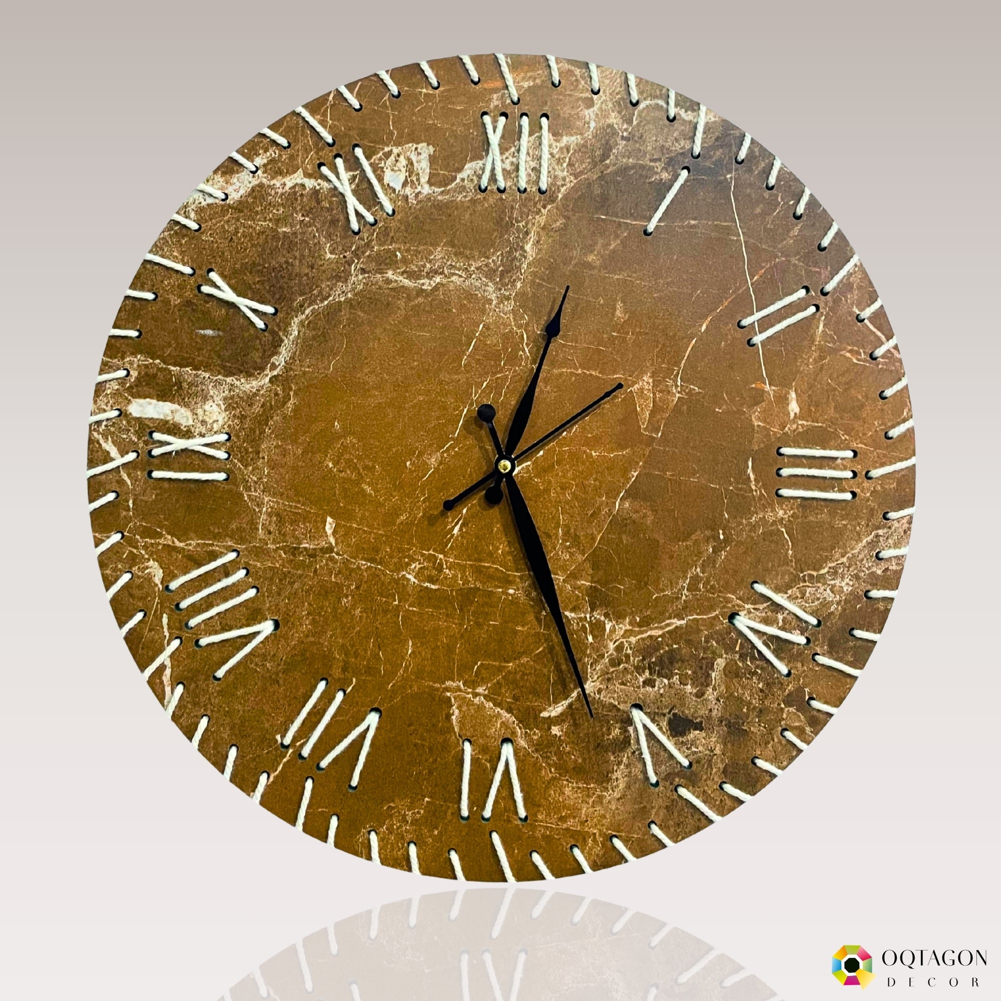 Elegant Threaded Roman Numeral Marble Finish Wall Clock Series