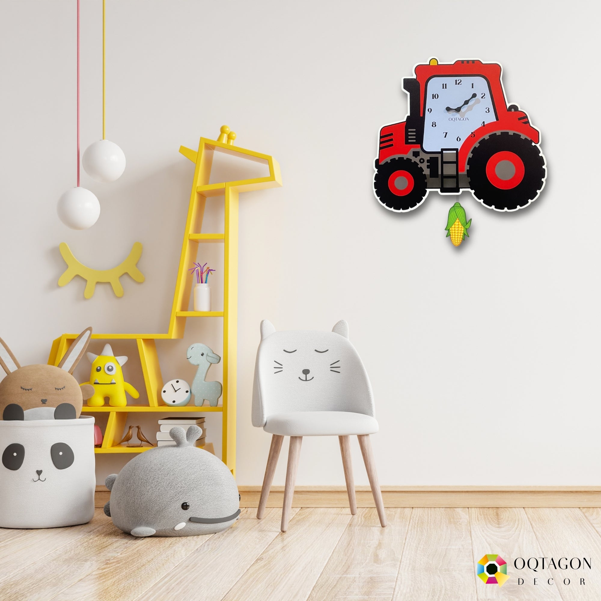 Little Farm Hero – Designer Tractor Kids Pendulum Wall Clock
