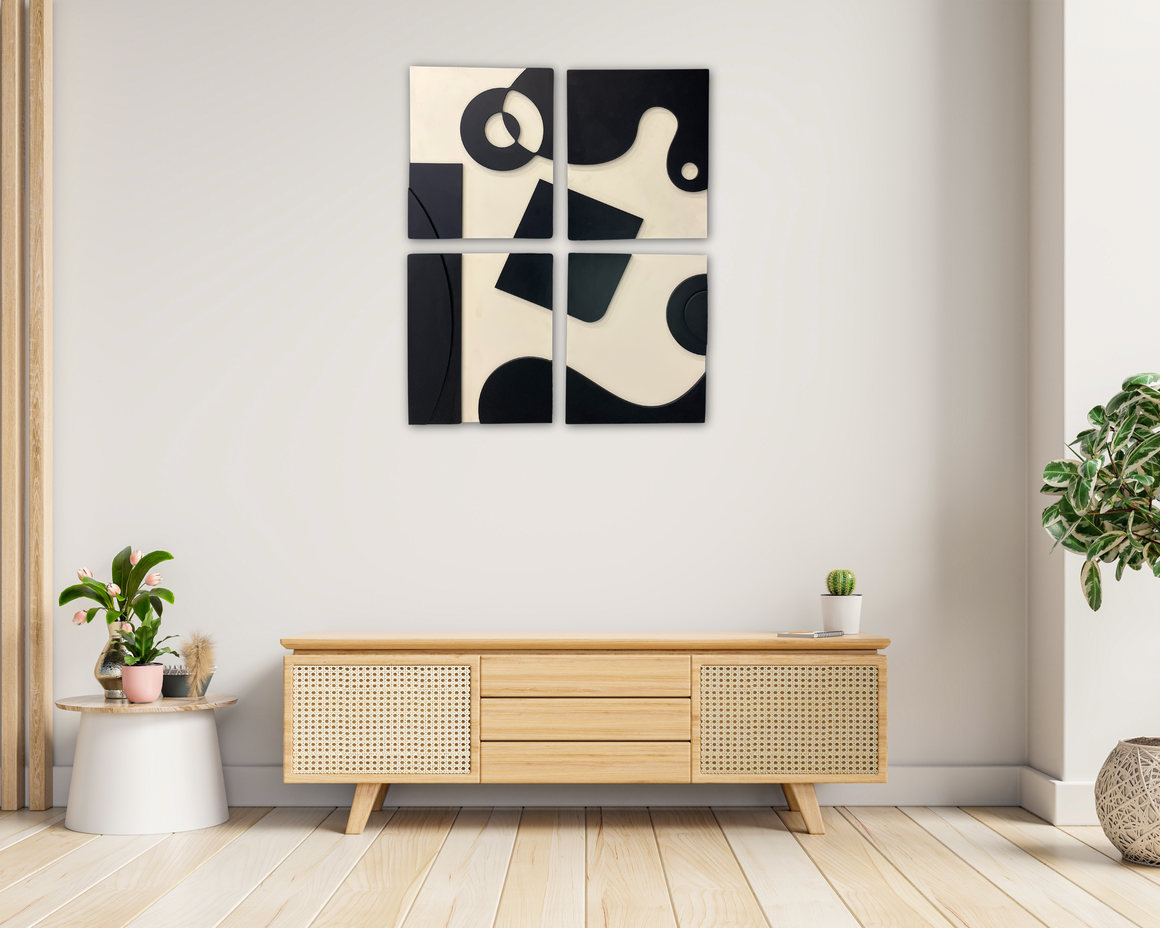 Modern Abstract Geometric Wall Art 4 Piece set