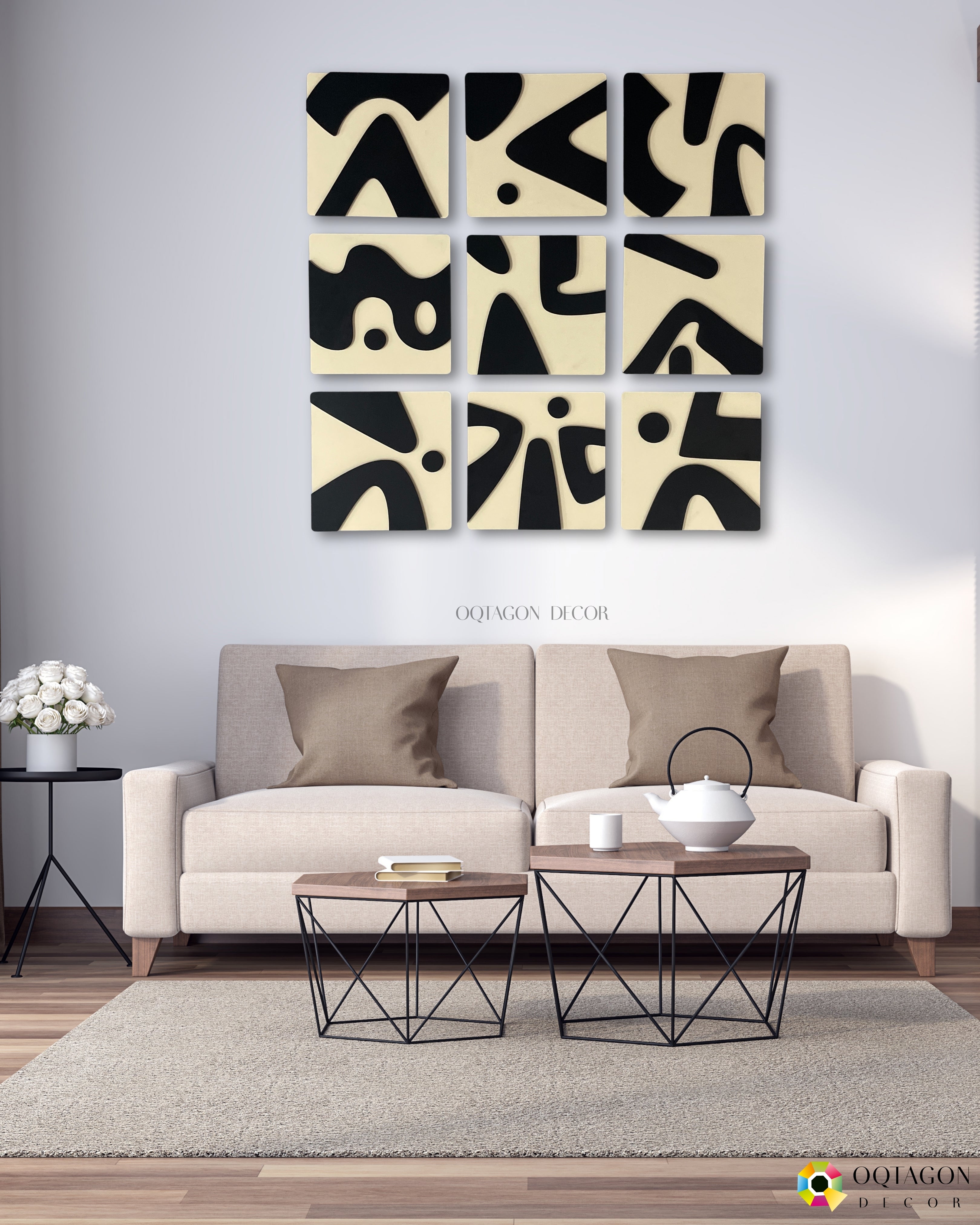 Geometry of Emotions – Abstract Wall Panels (Set of 9)