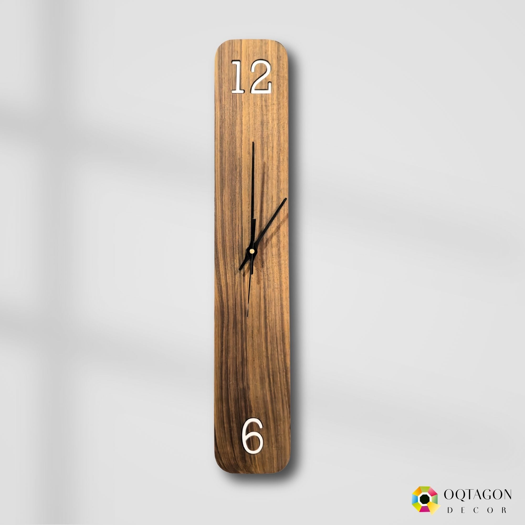 Modern Sagwan Wood Wall Clock – Handmade Vertical Wooden Decor