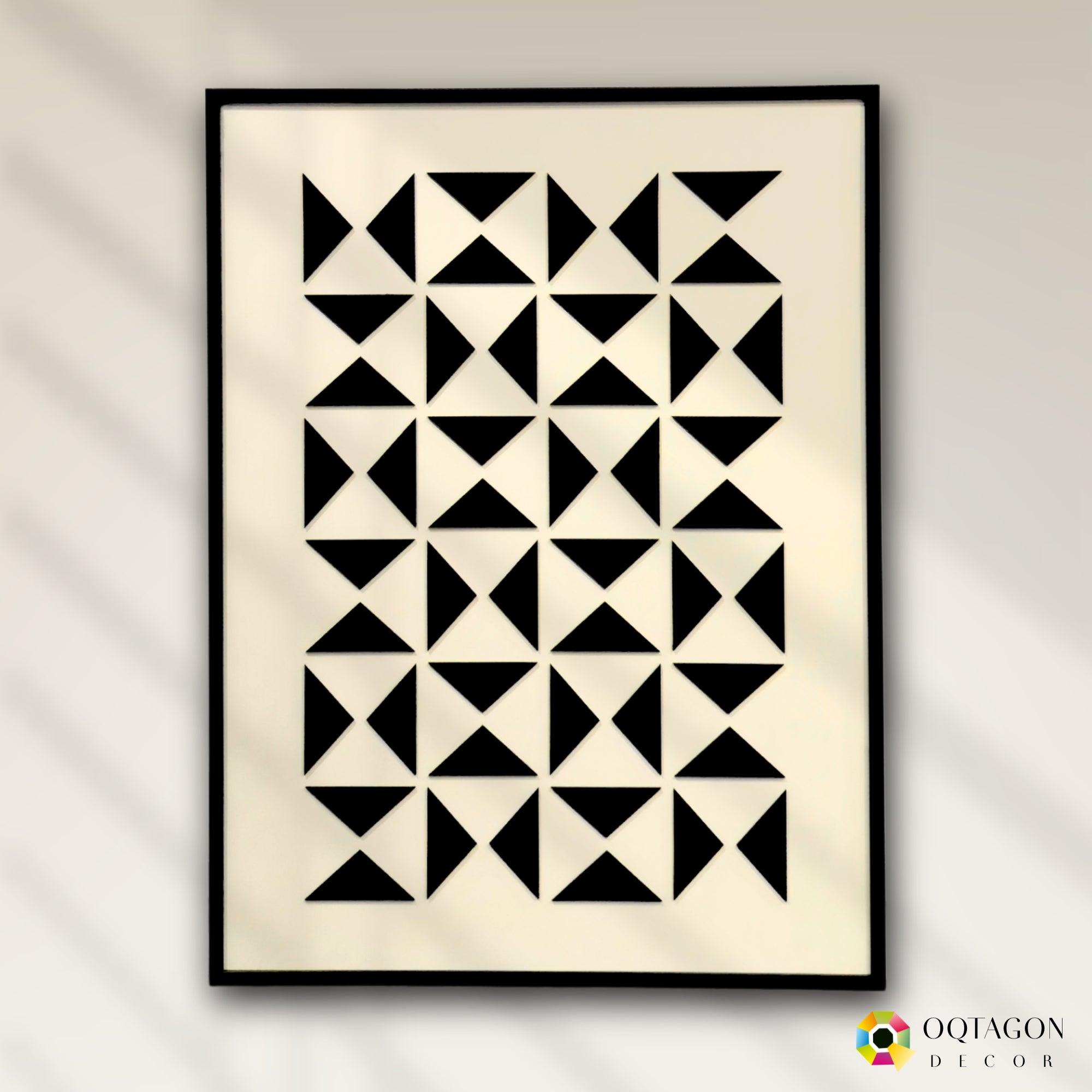 Triangular Rhythm - A Contemporary Abstract Wall Composition Ivory-Black