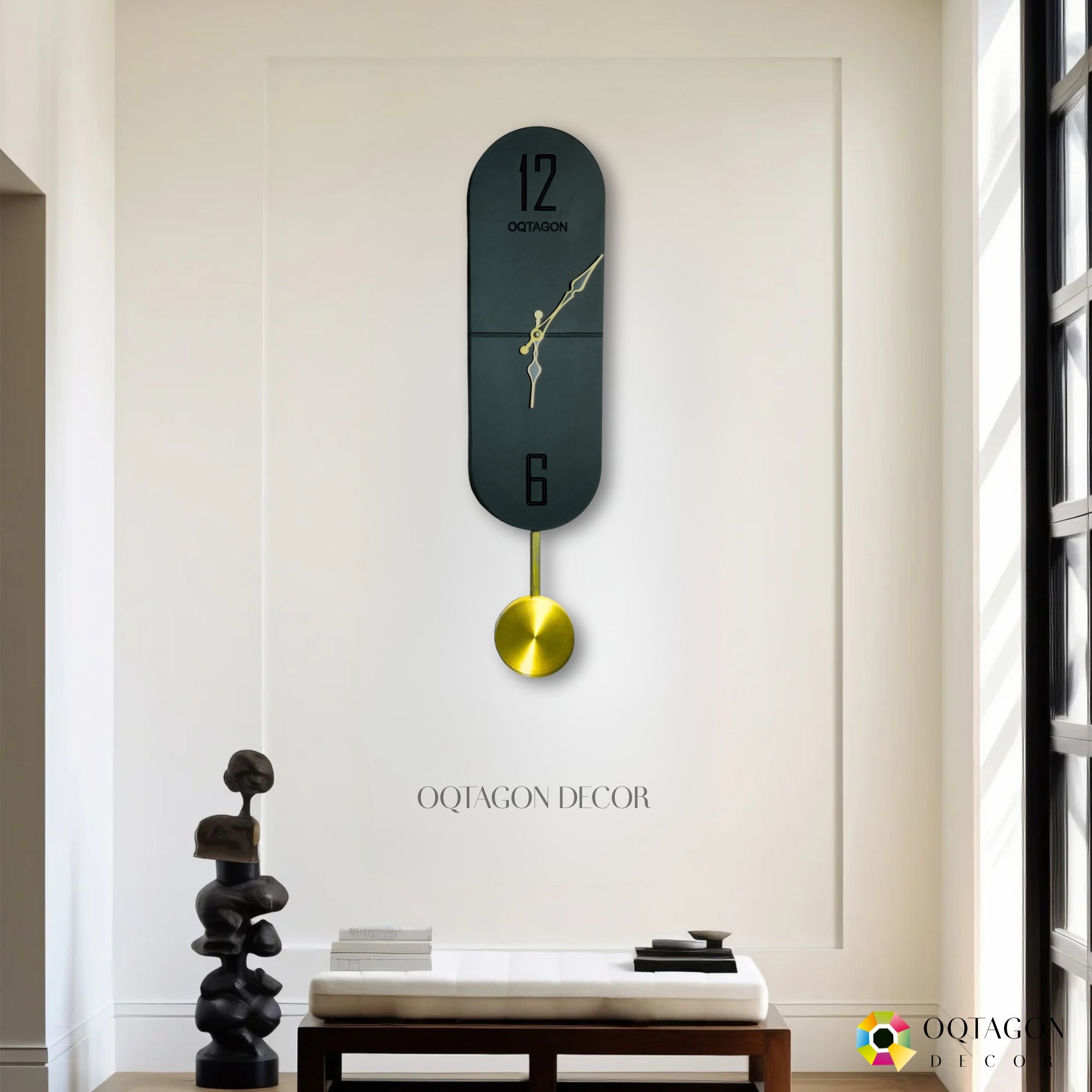 Vertical Noir – Designer Pendulum Wall Clock