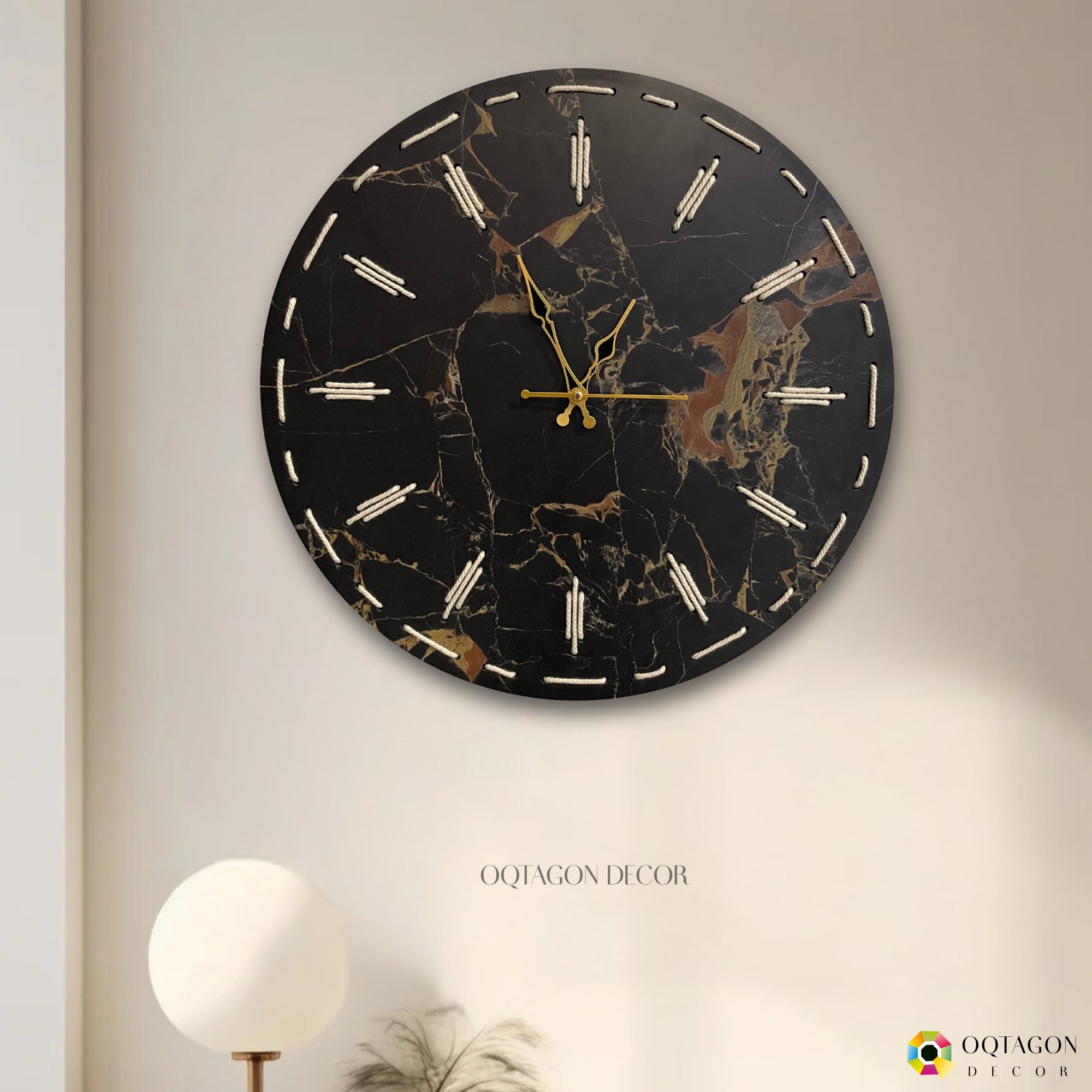 Elegant Thread Detailed Marble Finish Wall Clock Series