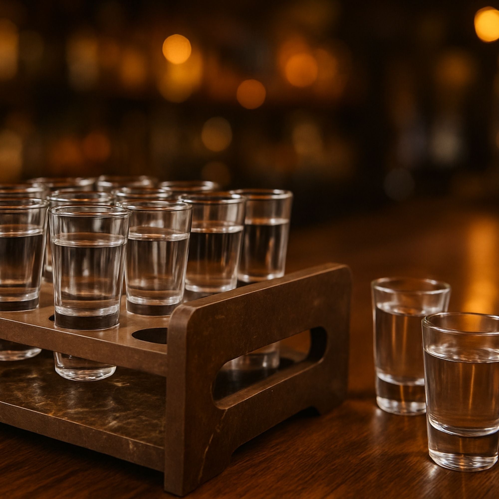 Premium Wooden structure Double-Sided Laminated Shot Glass Holder - 12 Hole Design 2(Tray Only)