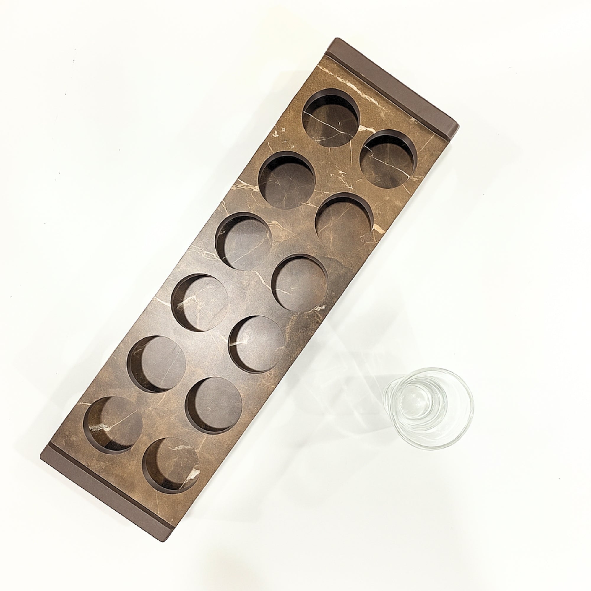 Premium Wooden structure Double-Sided Laminated Shot Glass Holder - 12 Hole Design (Tray Only)
