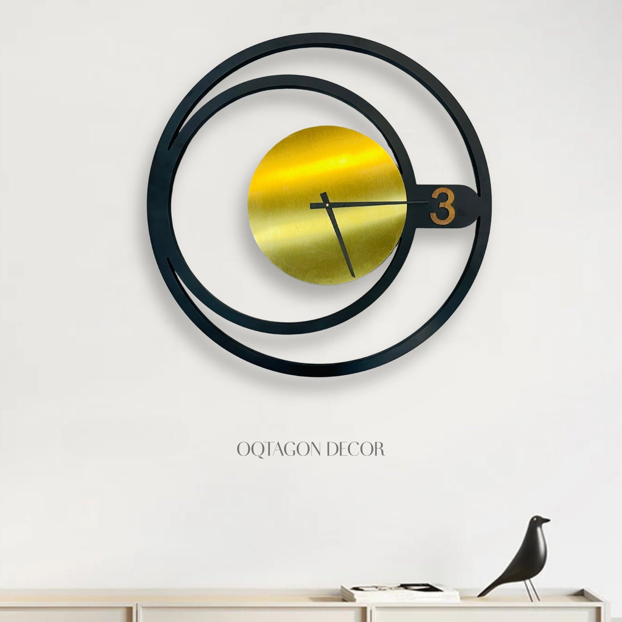 Designer Black and Gold Wall Clock