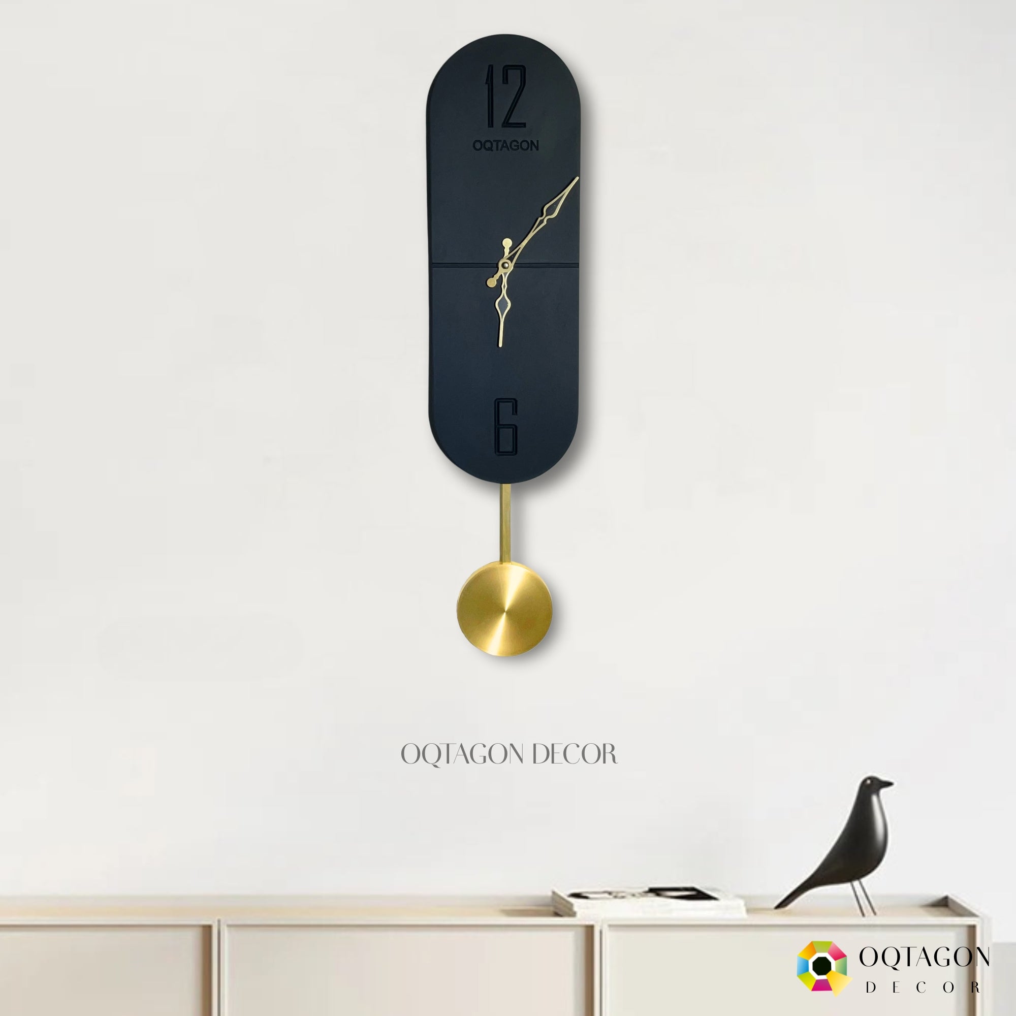 Vertical Noir – Designer Pendulum Wall Clock