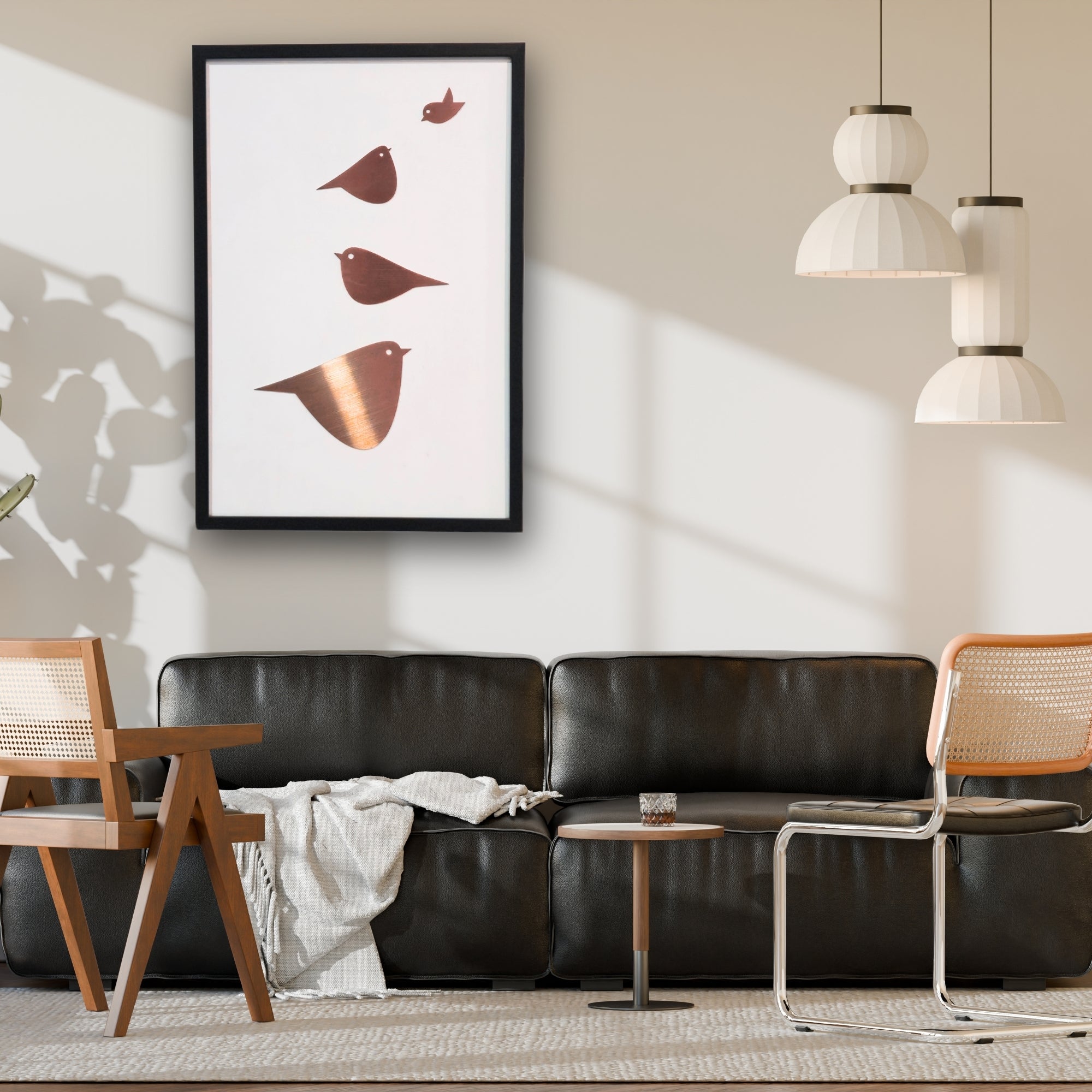 Harmony in Flight – Rose Gold Birds Designer Wall Art