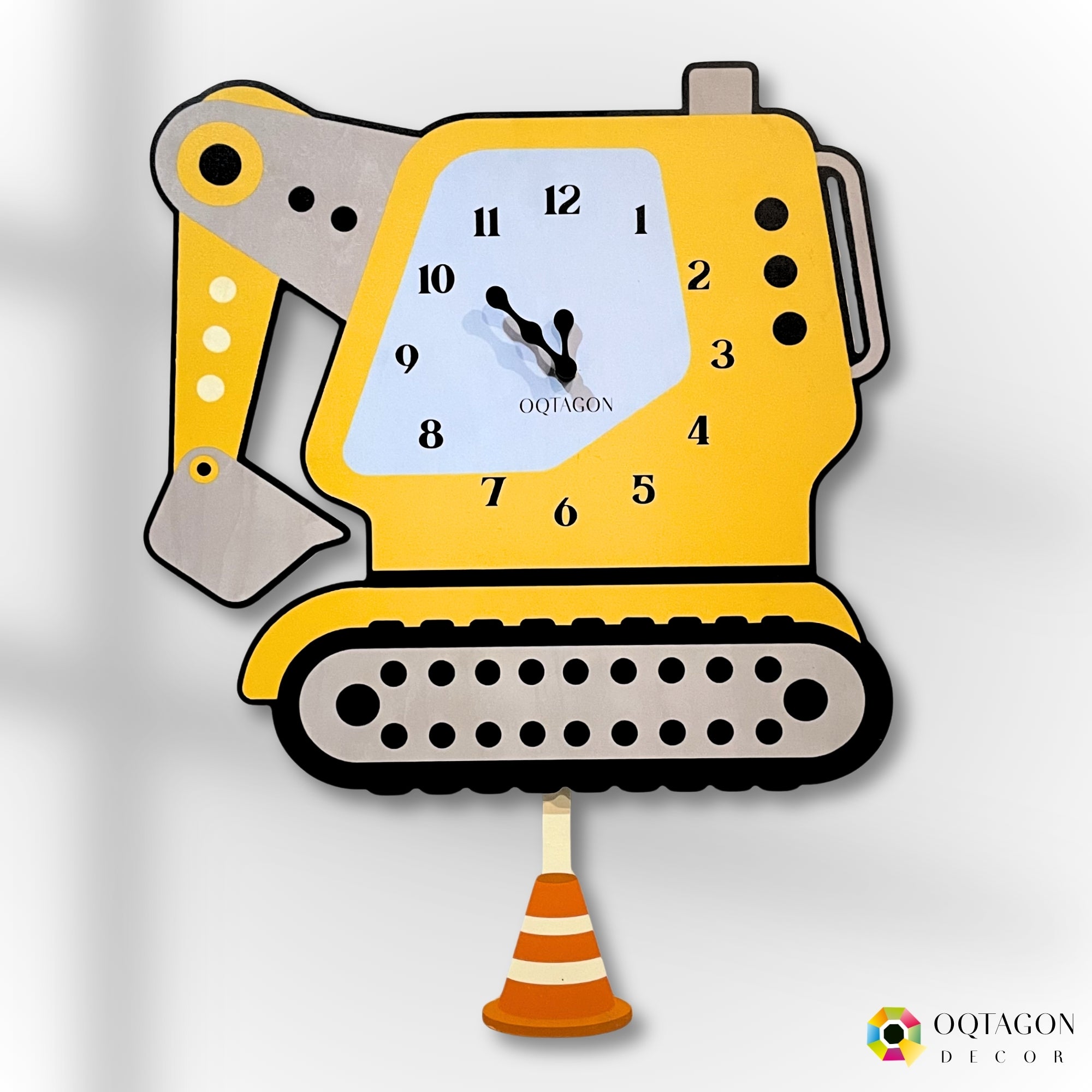 Build Buddy - Premium Excavator Kids Pendulum Wall Clock
