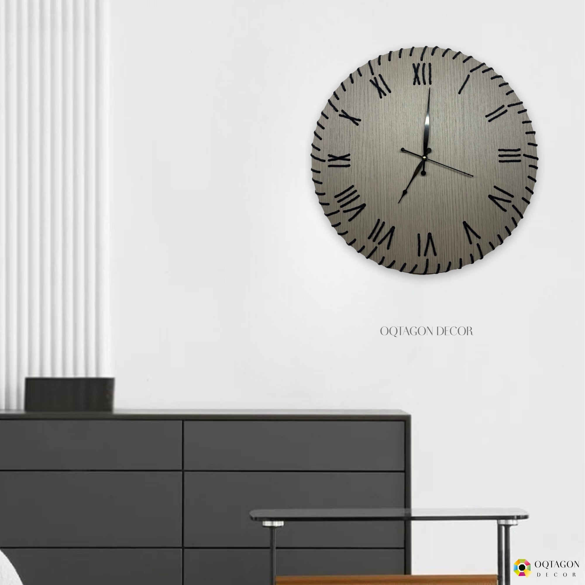 Handcrafted Thread Art Wall Clock with Roman Letters