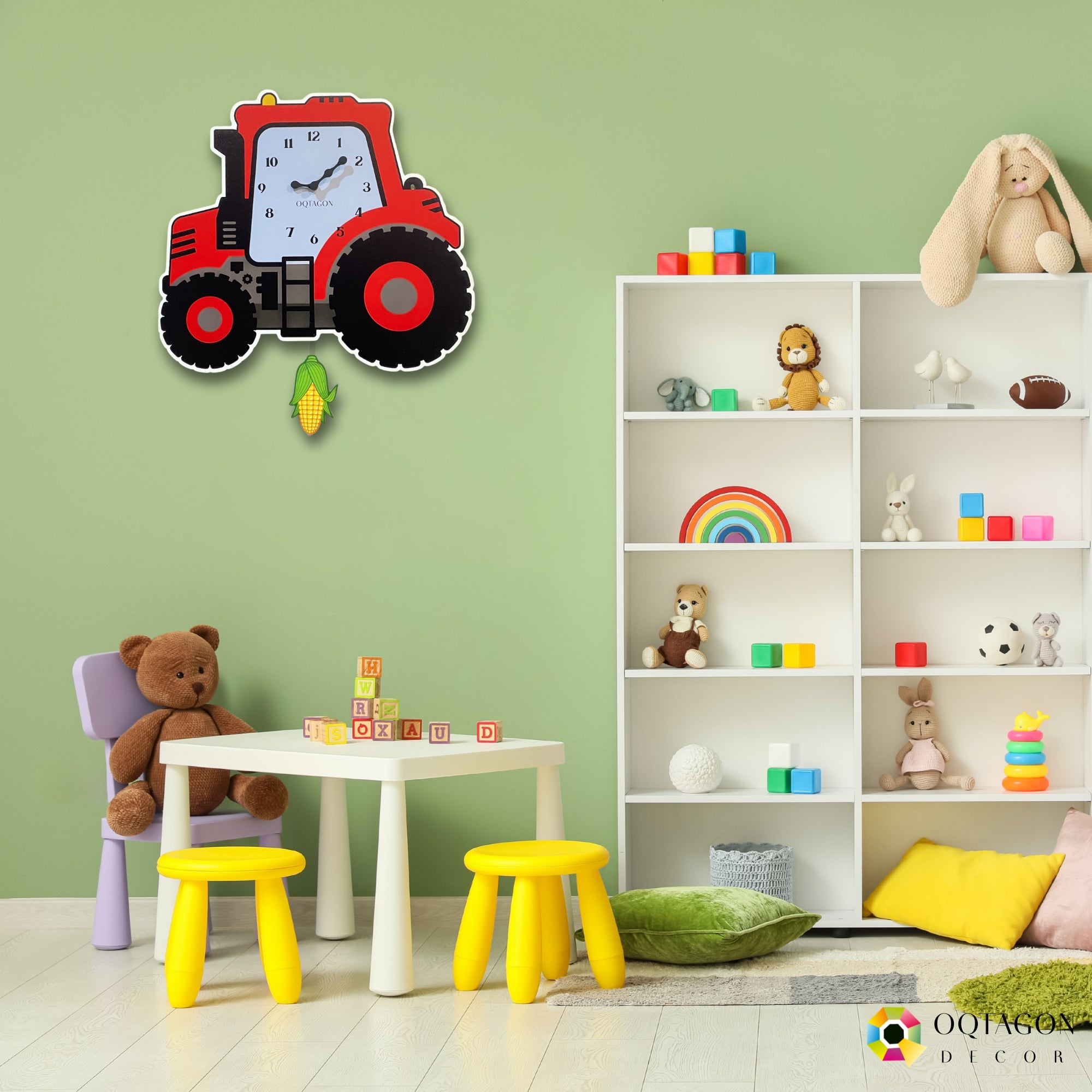 Little Farm Hero – Designer Tractor Kids Pendulum Wall Clock