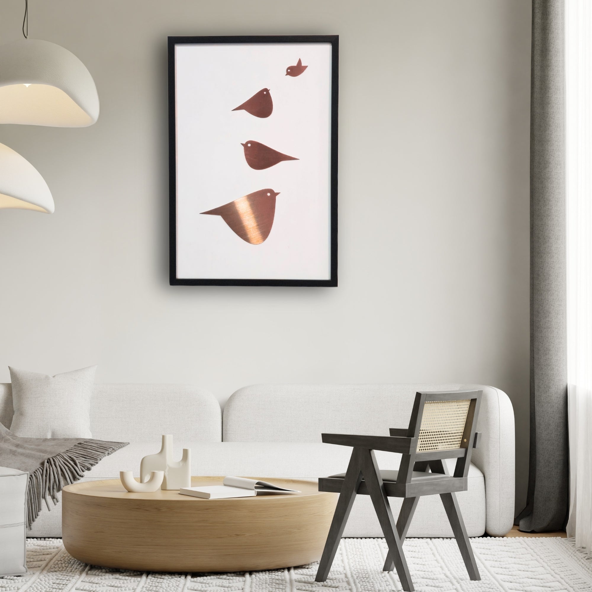 Harmony in Flight – Rose Gold Birds Designer Wall Art